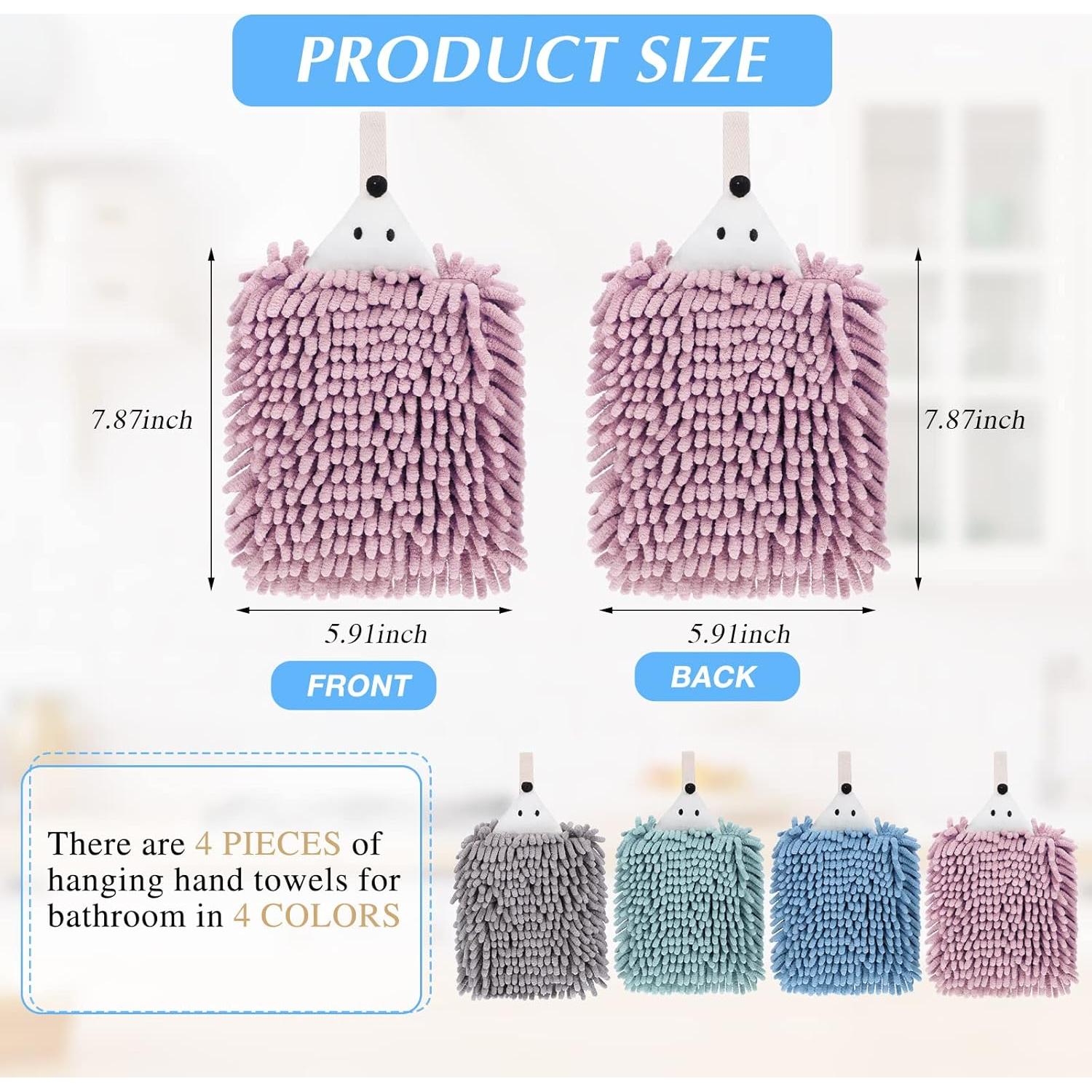 Juego de 4 Toallas de Mano Chenille Kinlop Suaves 20x15cm