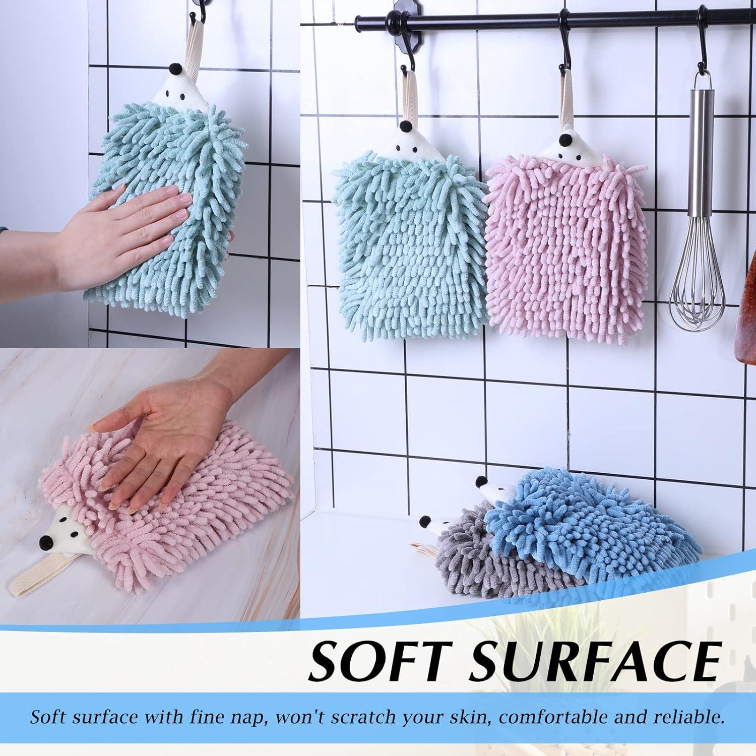 Juego de 4 Toallas de Mano Chenille Kinlop Suaves 20x15cm