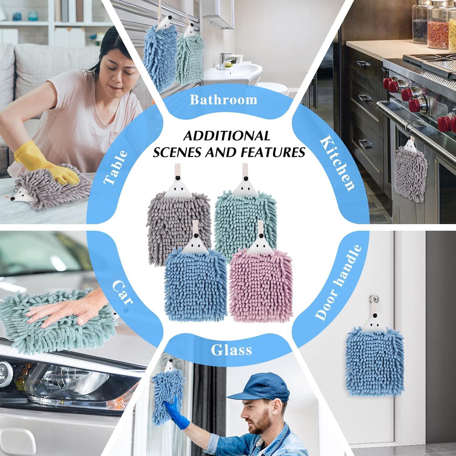 Juego de 4 Toallas de Mano Chenille Kinlop Suaves 20x15cm