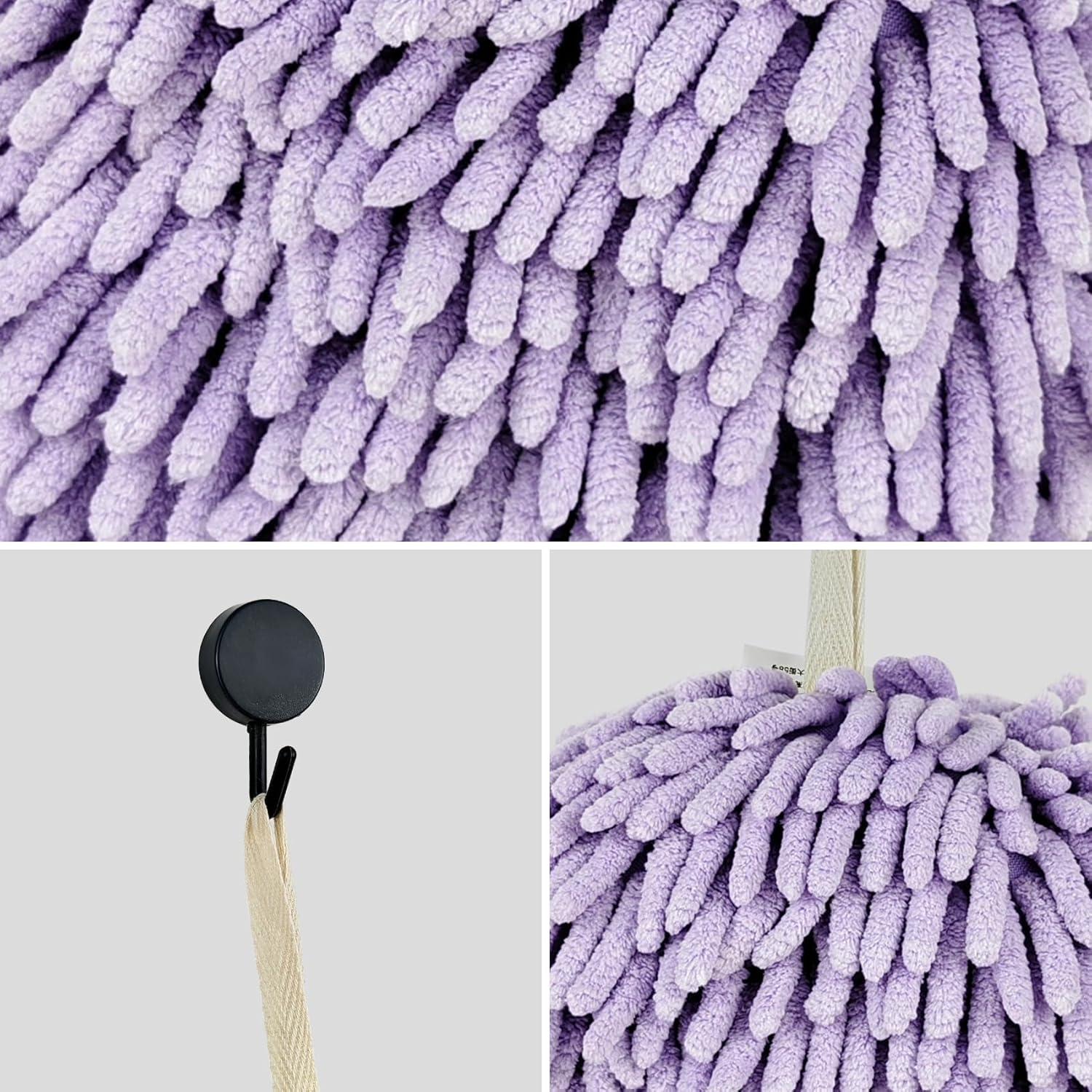 Toallas de Mano MEETSWEET Chenille Secado Rápido Set 3 Púrpura