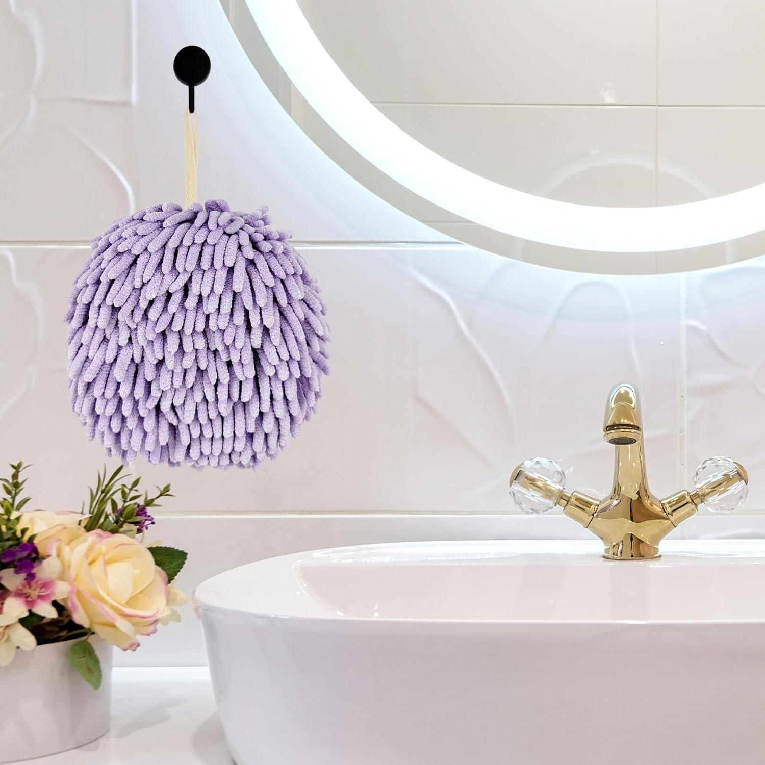 Toallas de Mano MEETSWEET Chenille Secado Rápido Set 3 Púrpura