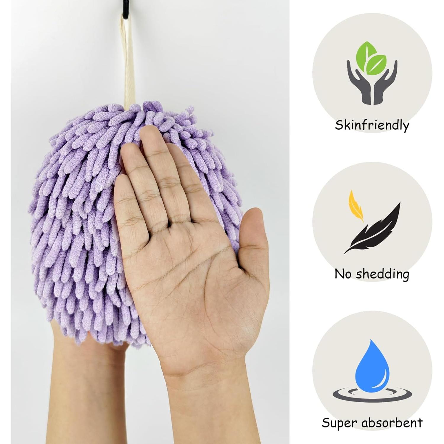 Toallas de Mano MEETSWEET Chenille Secado Rápido Set 3 Púrpura