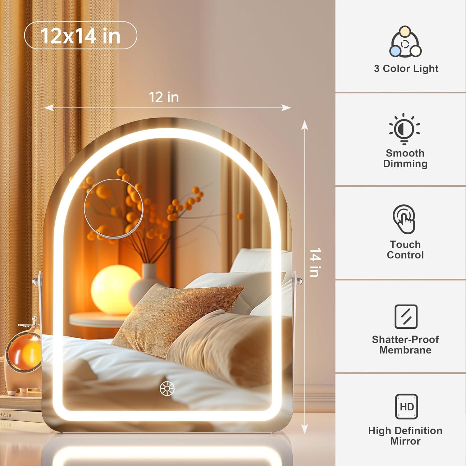 Espejo de tocador Hasipu LED con Bluetooth 29x36 cm