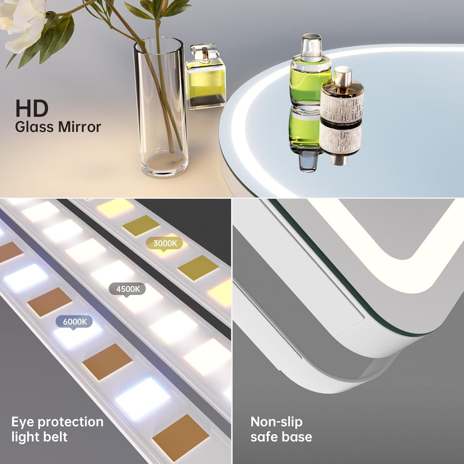 Espejo de tocador Hasipu LED con Bluetooth 29x36 cm