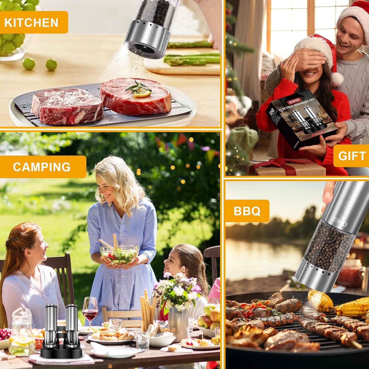 Molinillos Eléctricos de Sal y Pimienta EIHO 95ml Acero Inoxidable