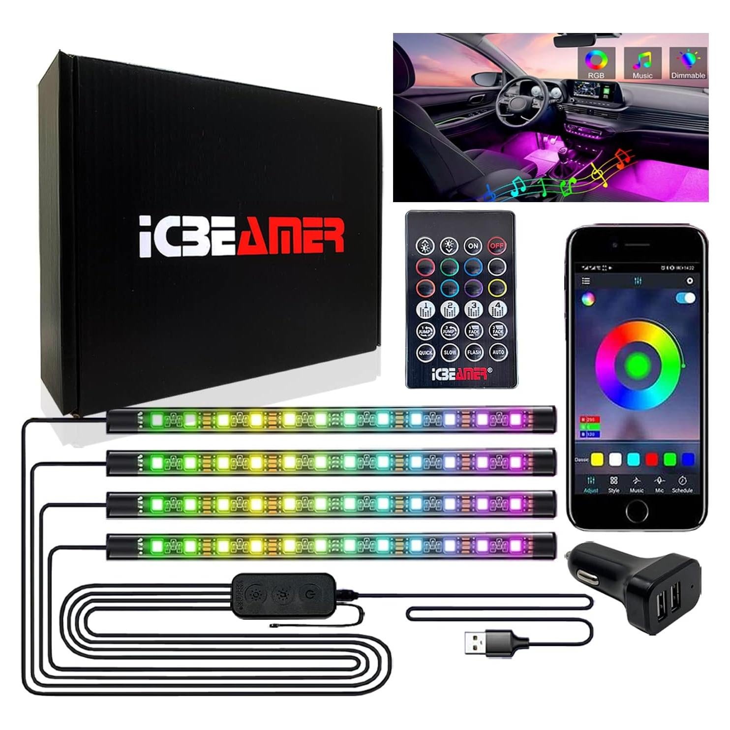 Luces LED Interiores ICBEAMER RGB Control Remoto 12V