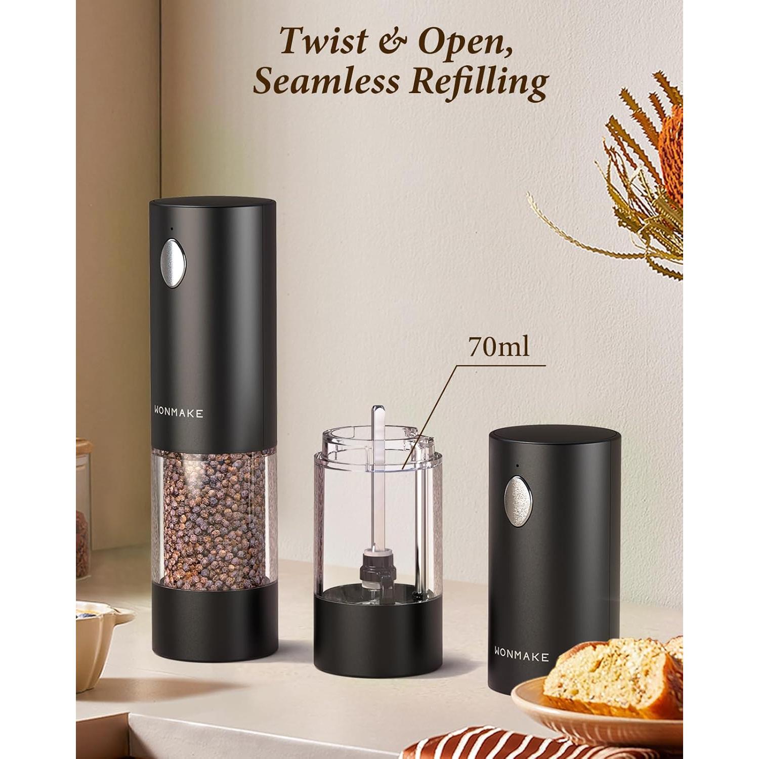 Juego de Molinillos Eléctricos de Sal y Pimienta WONMAKE