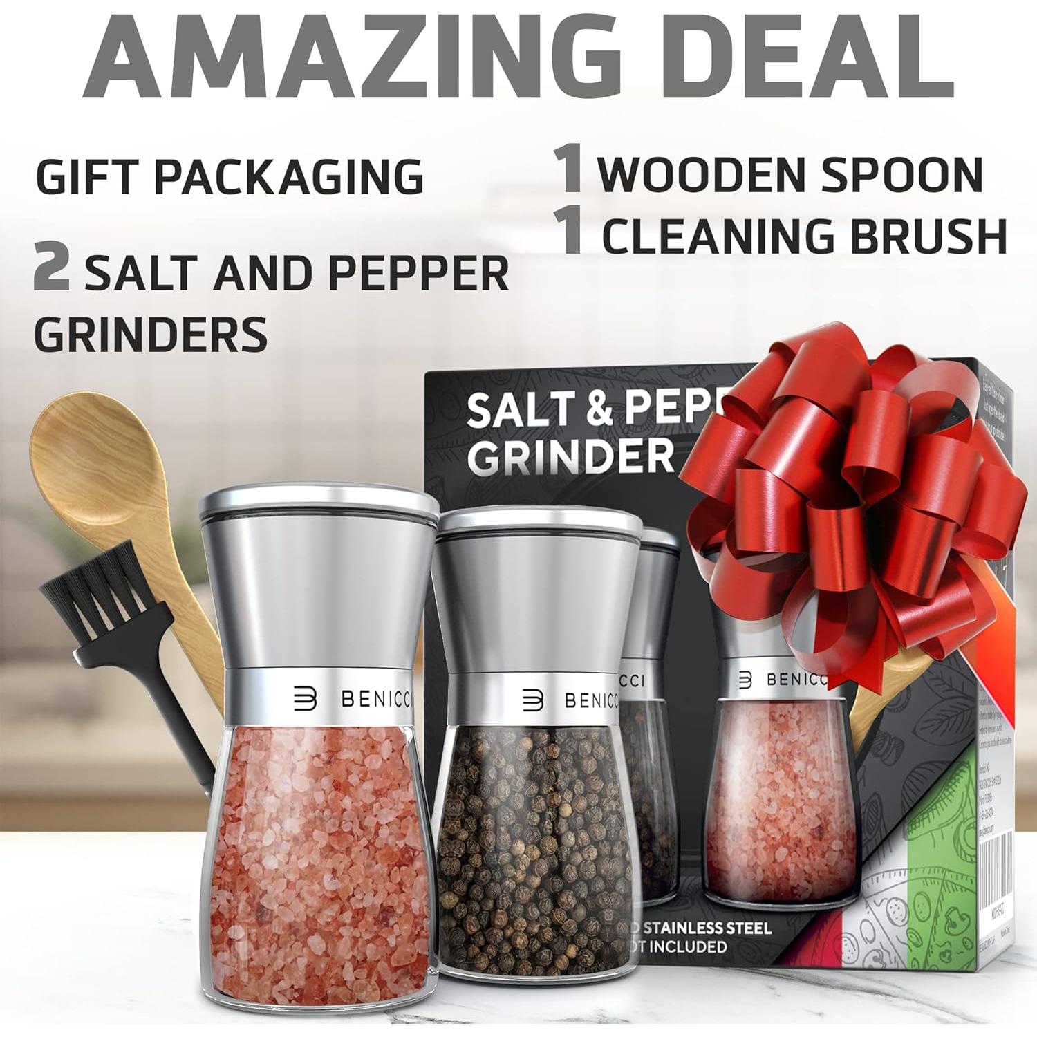Juego de Molinillos de Sal y Pimienta Benicci 141g Acero Inoxidable