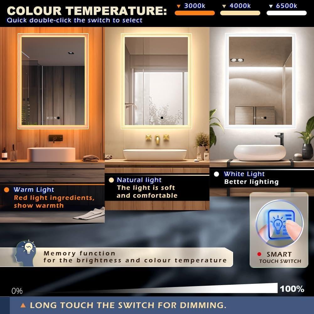 Espejo de Baño LED GANPE 50,8x71,1cm Bluetooth IP44