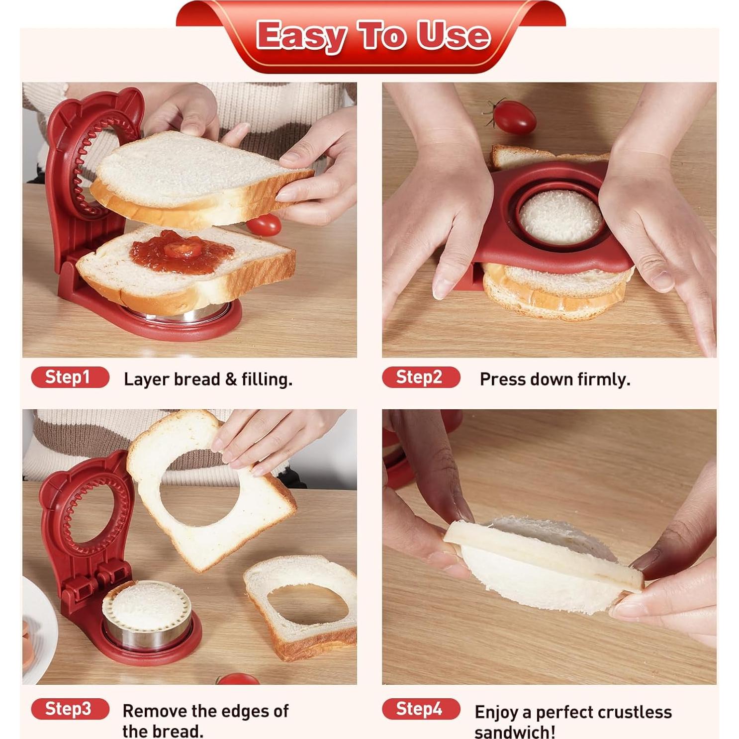 Cortador y Sellador de Sándwich Jsroroda 10 cm Rojo BPA Free