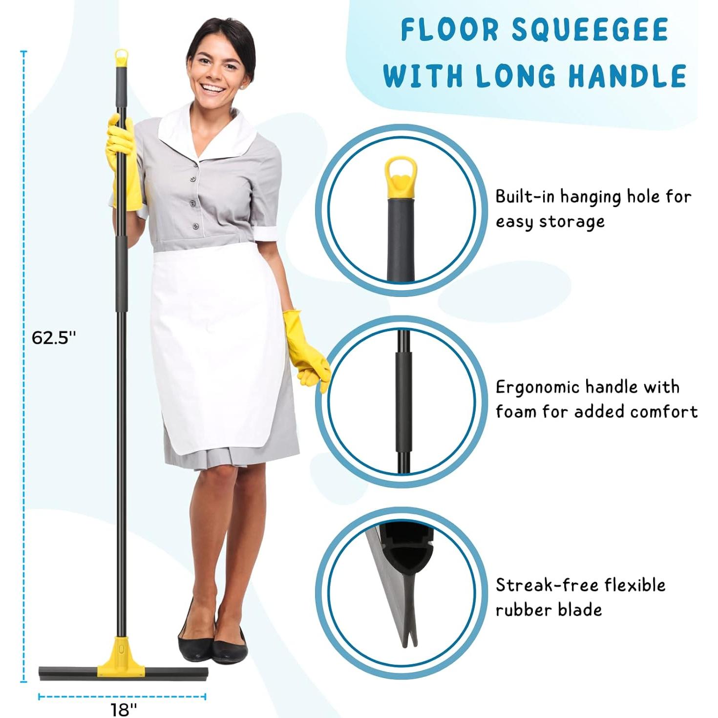Escobilla de goma KeFanta 45.72 cm con mango ajustable 158.75 cm