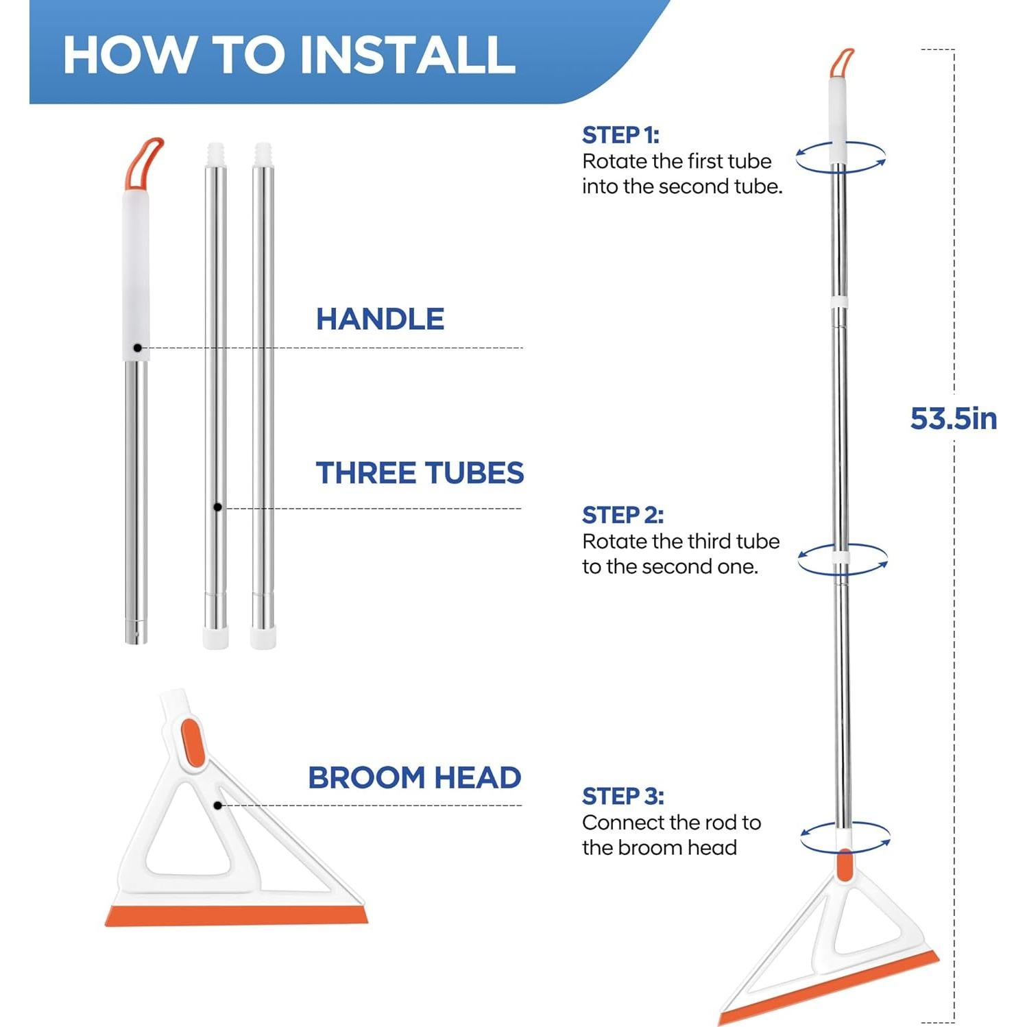 Escoba Mágica Multifuncional Nodirz 134 cm Naranja