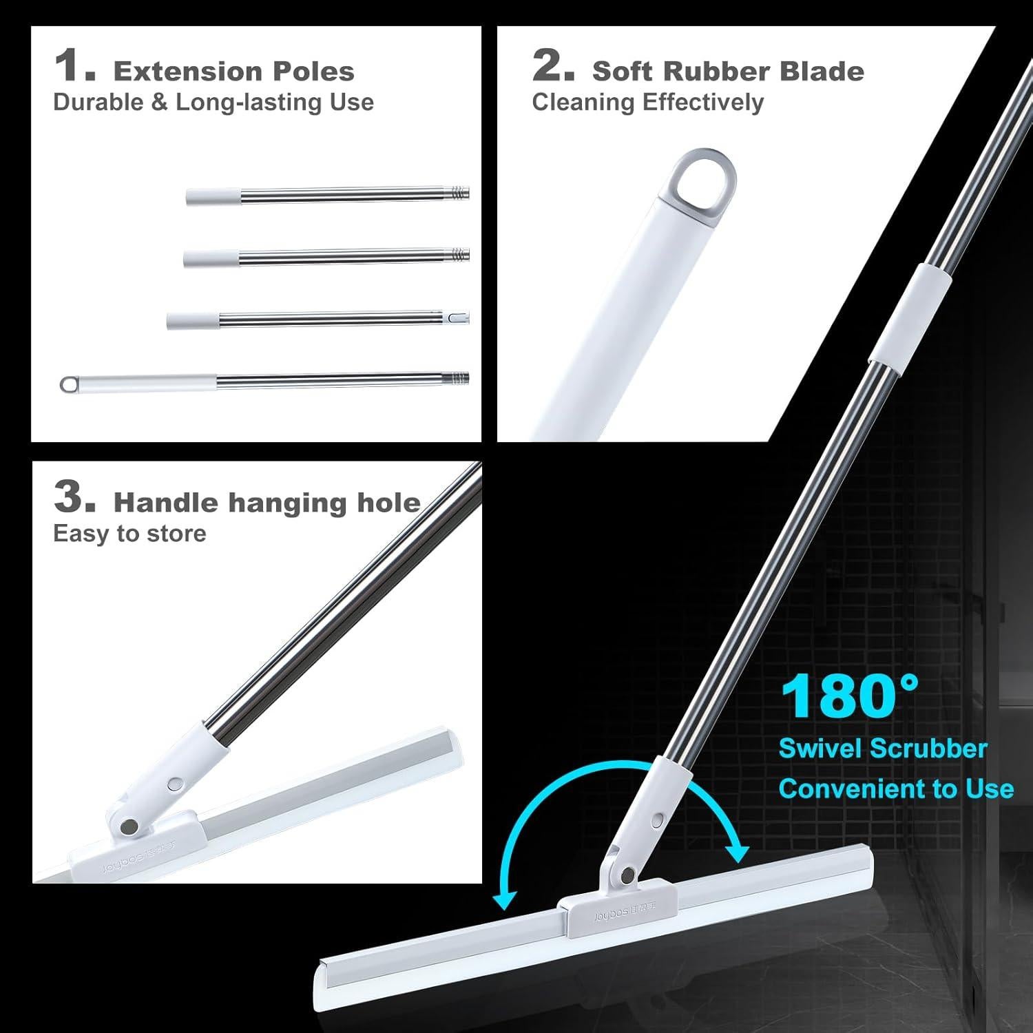 Escoba de goma JOYBOS 62 cm ajustable para limpieza