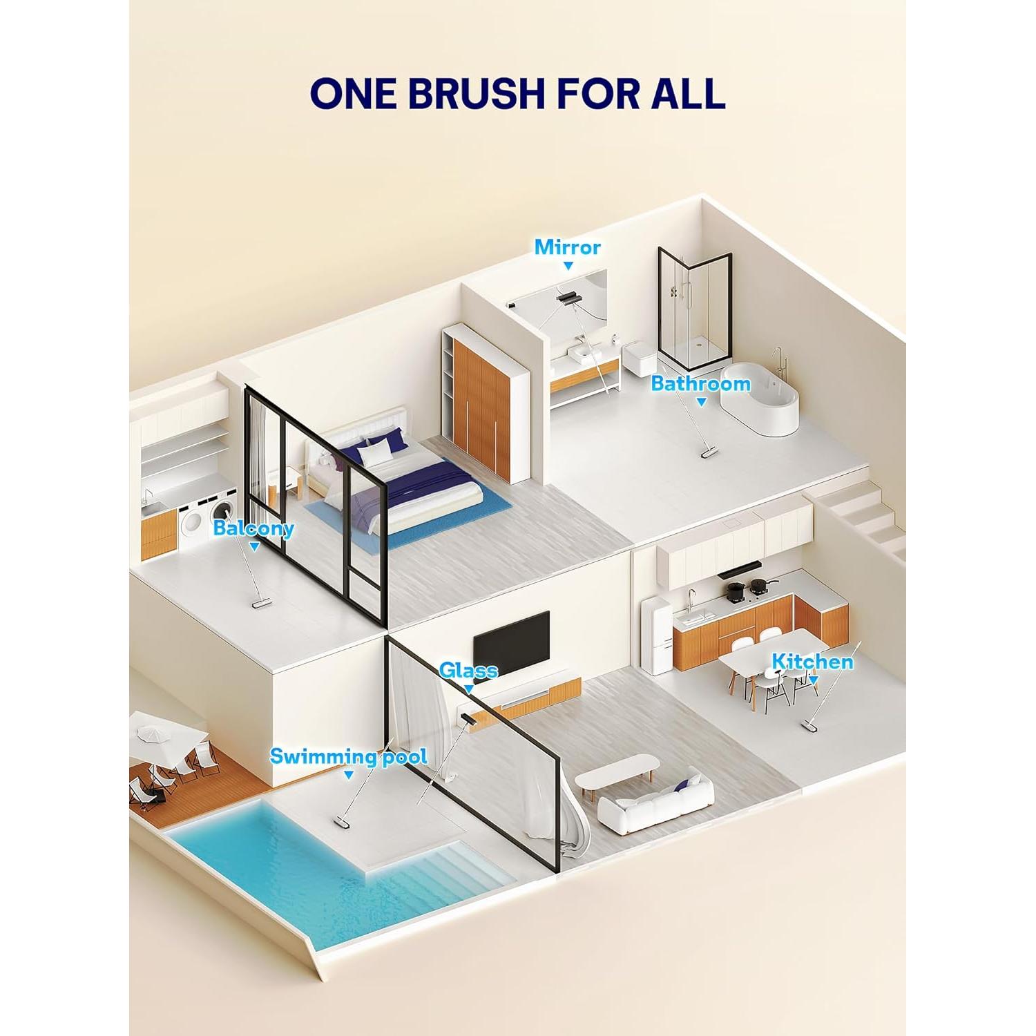 Cepillo de fregado HelpX FCB-W1 3 en 1 ajustable 76-127 cm