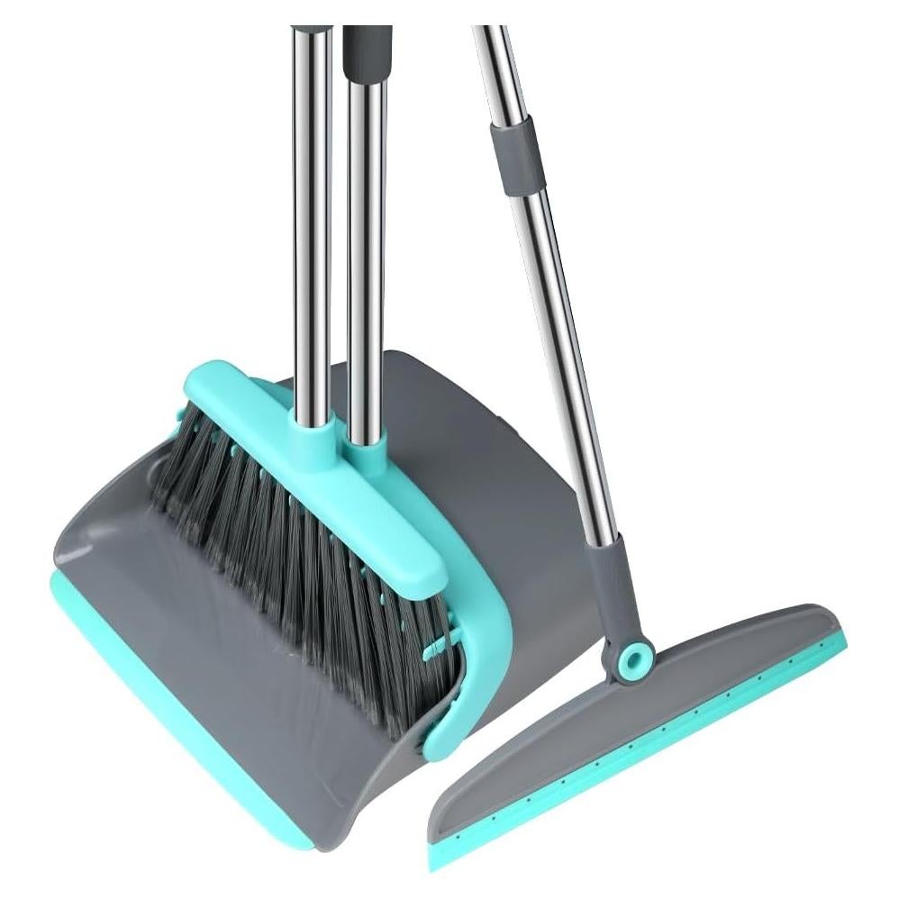Juego de Escoba y Recogedor MICHAO Extensible Verde-Gris