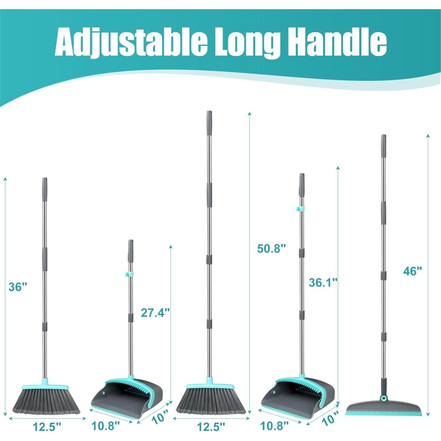 Juego de Escoba y Recogedor MICHAO Extensible Verde-Gris