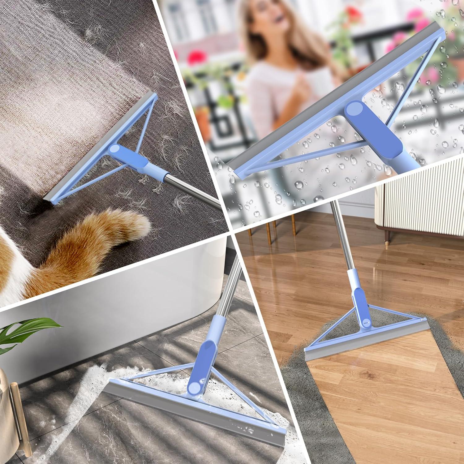 Escoba de Goma KOLLIEE 61.4'' Ajustable para Piso Azul