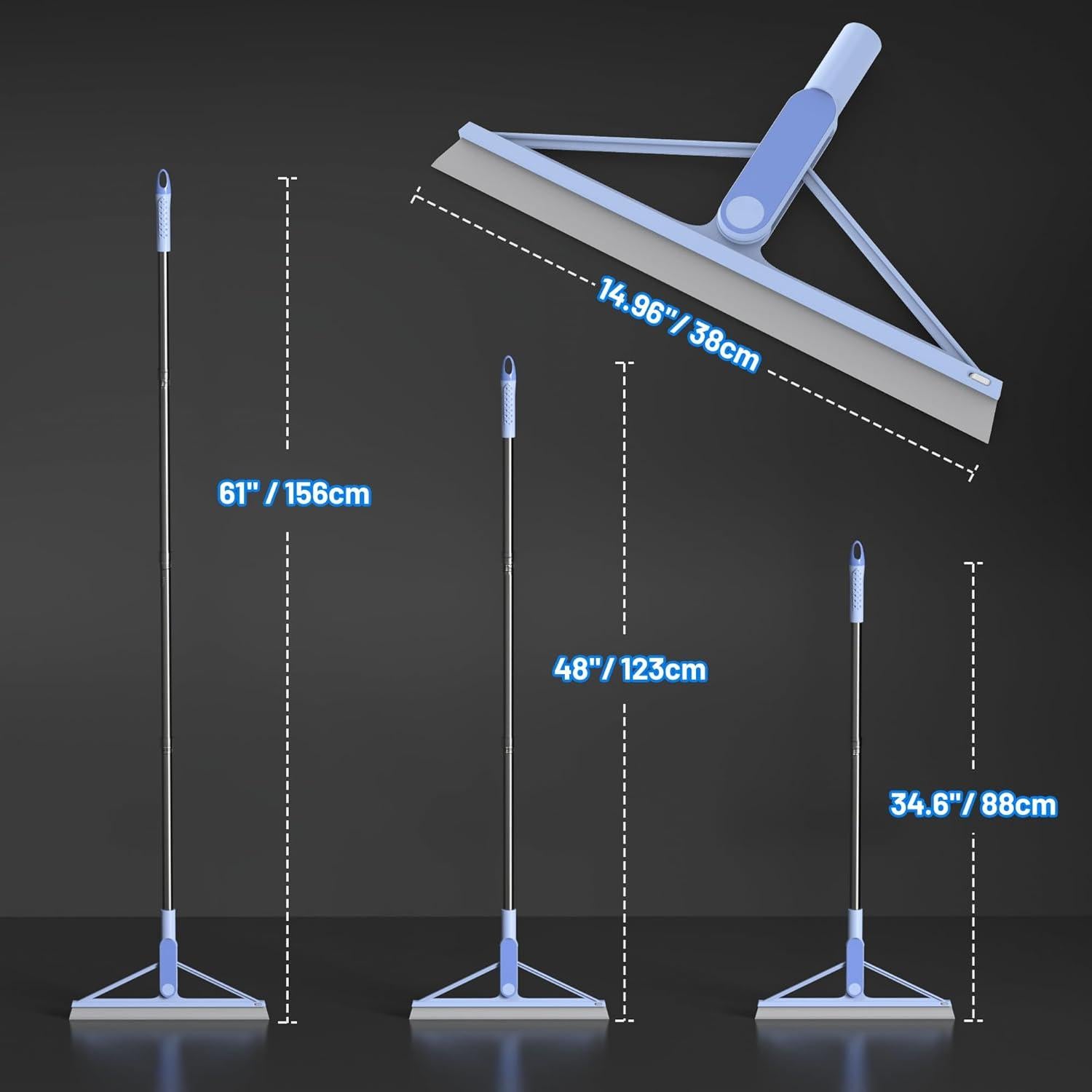Escoba de Goma KOLLIEE 61.4'' Ajustable para Piso Azul