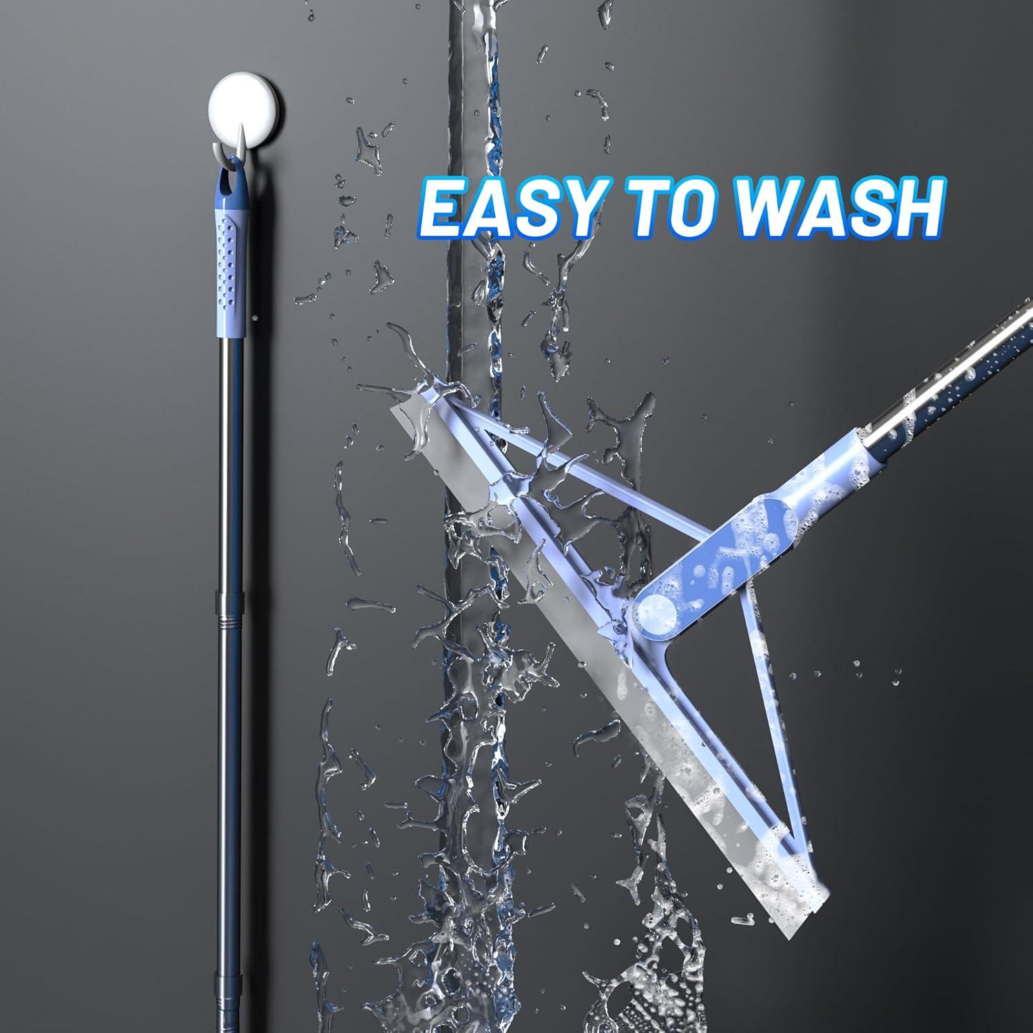 Escoba de Goma KOLLIEE 61.4'' Ajustable para Piso Azul