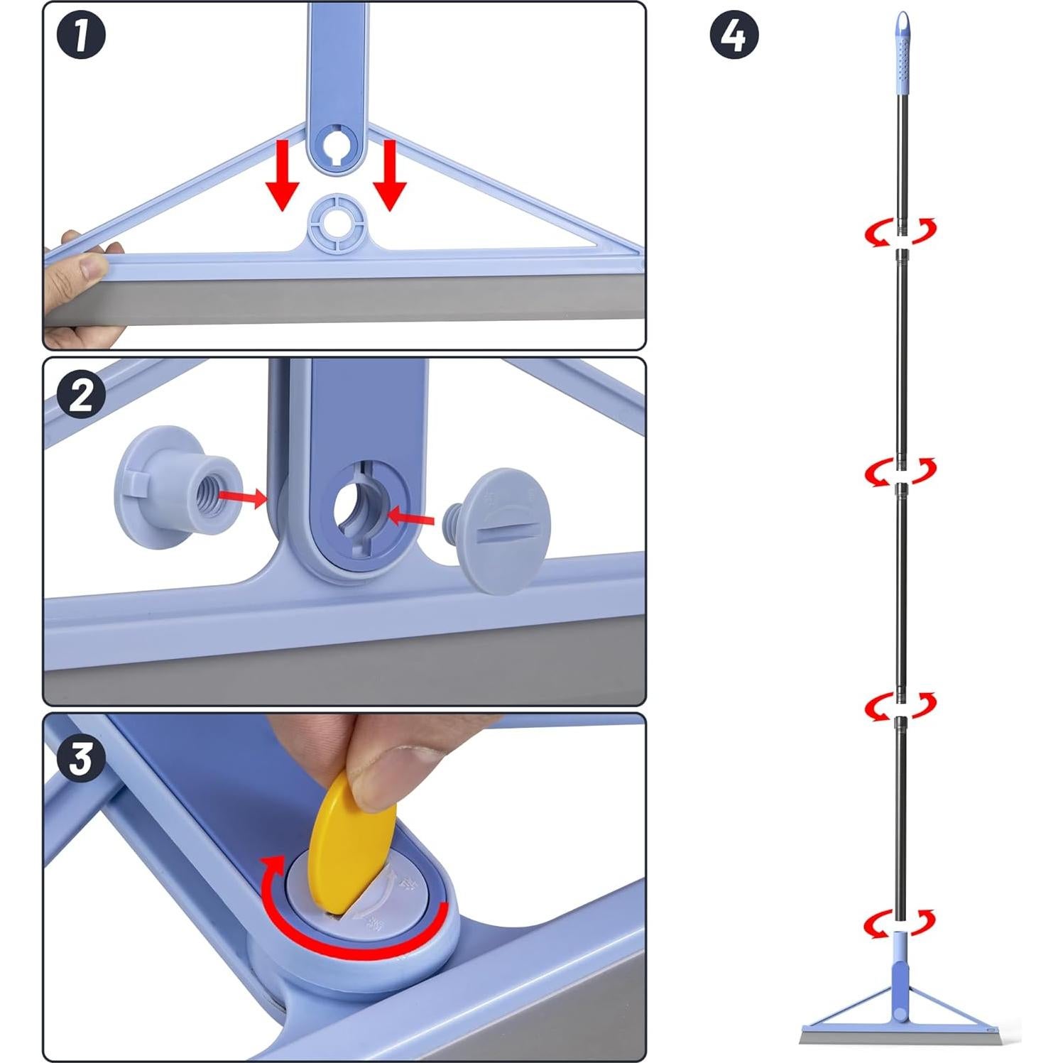 Escoba de Goma KOLLIEE 61.4'' Ajustable para Piso Azul