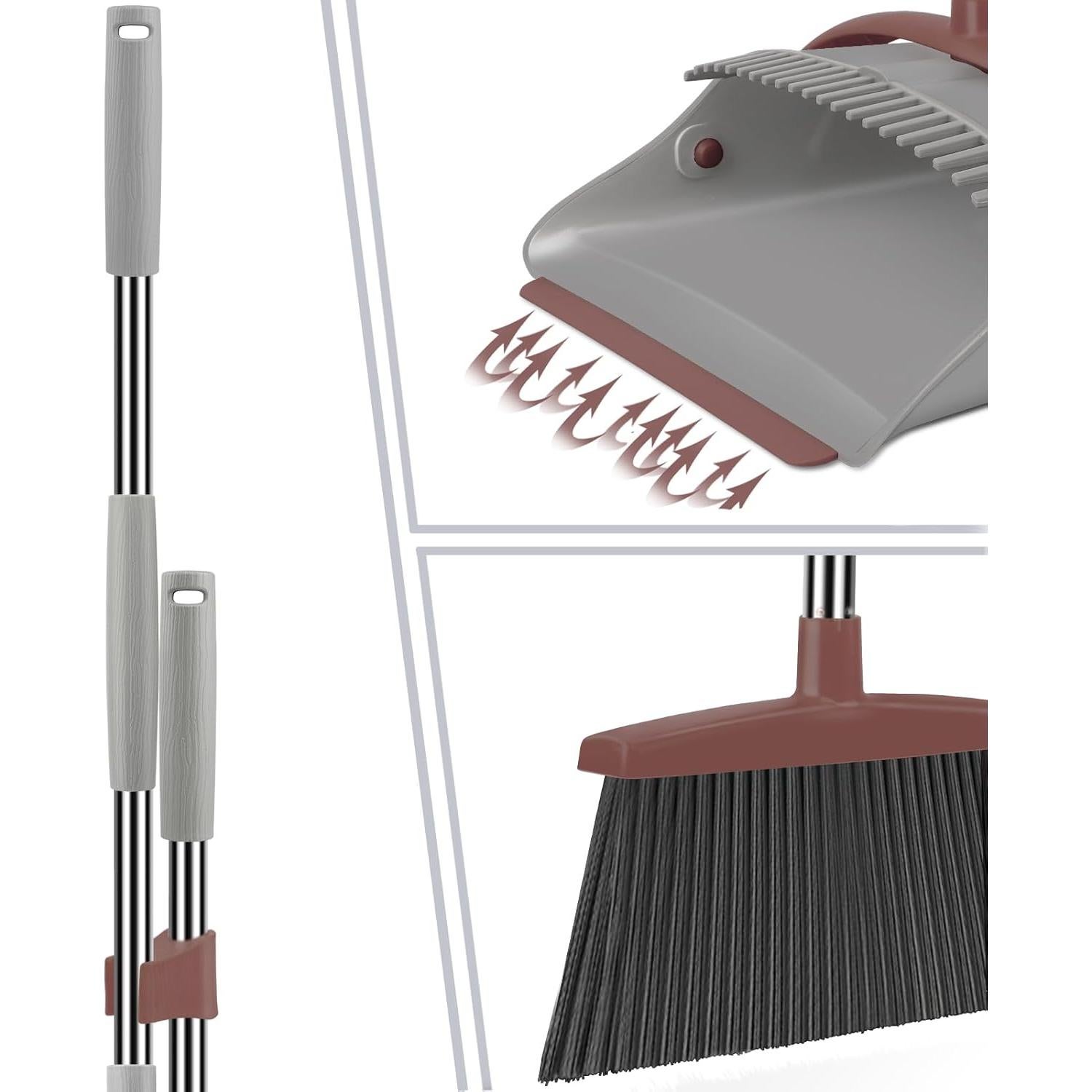 Juego de Escoba y Recogedor Ivandar 128.5 cm Marrón y Gris