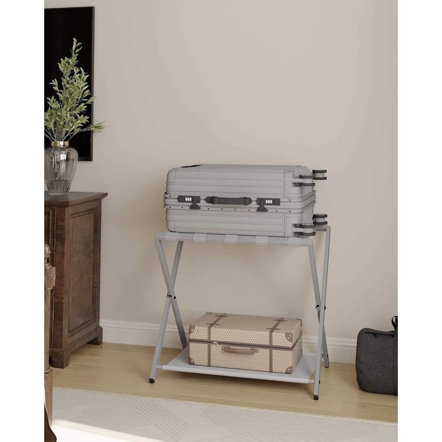 Soporte Plegable para Equipaje Hzuaneri 154 lb Greige