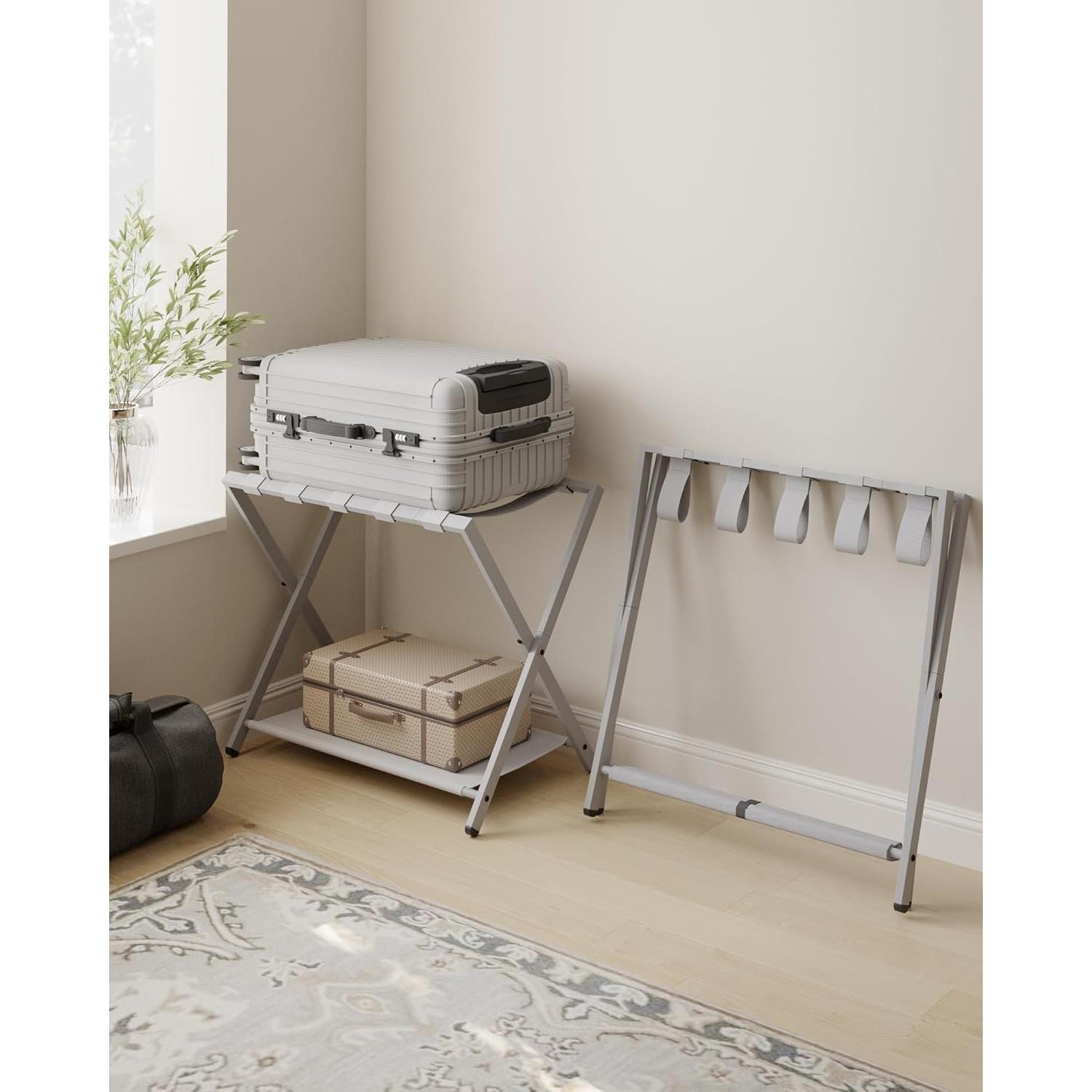 Soporte Plegable para Equipaje Hzuaneri 154 lb Greige