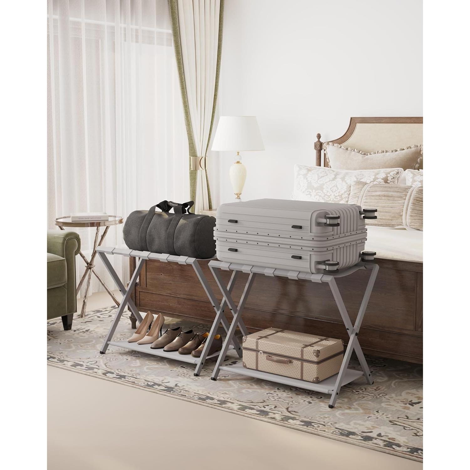 Soporte Plegable para Equipaje Hzuaneri 154 lb Greige