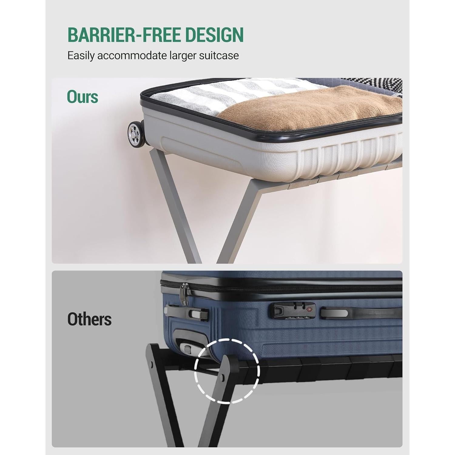 Soporte Plegable para Equipaje Hzuaneri 154 lb Greige