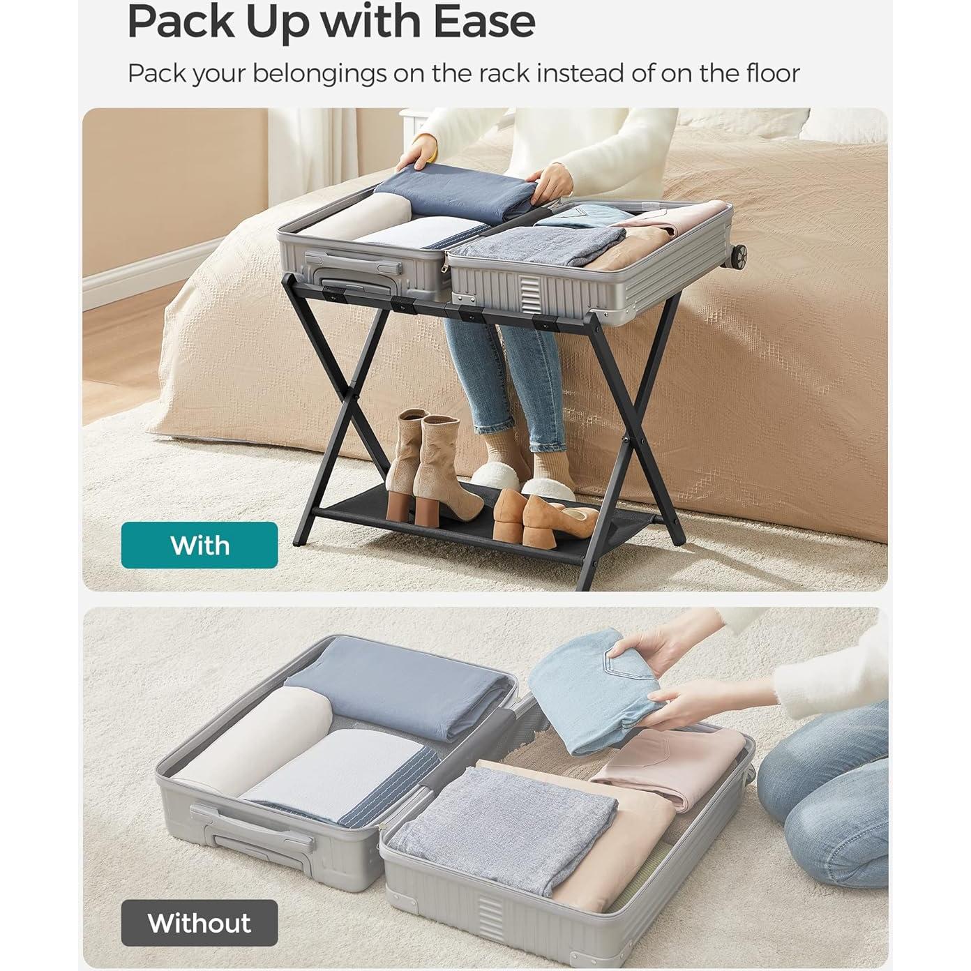 Soportes para Equipaje SONGMICS, Juego de 2, Plegables, Negro