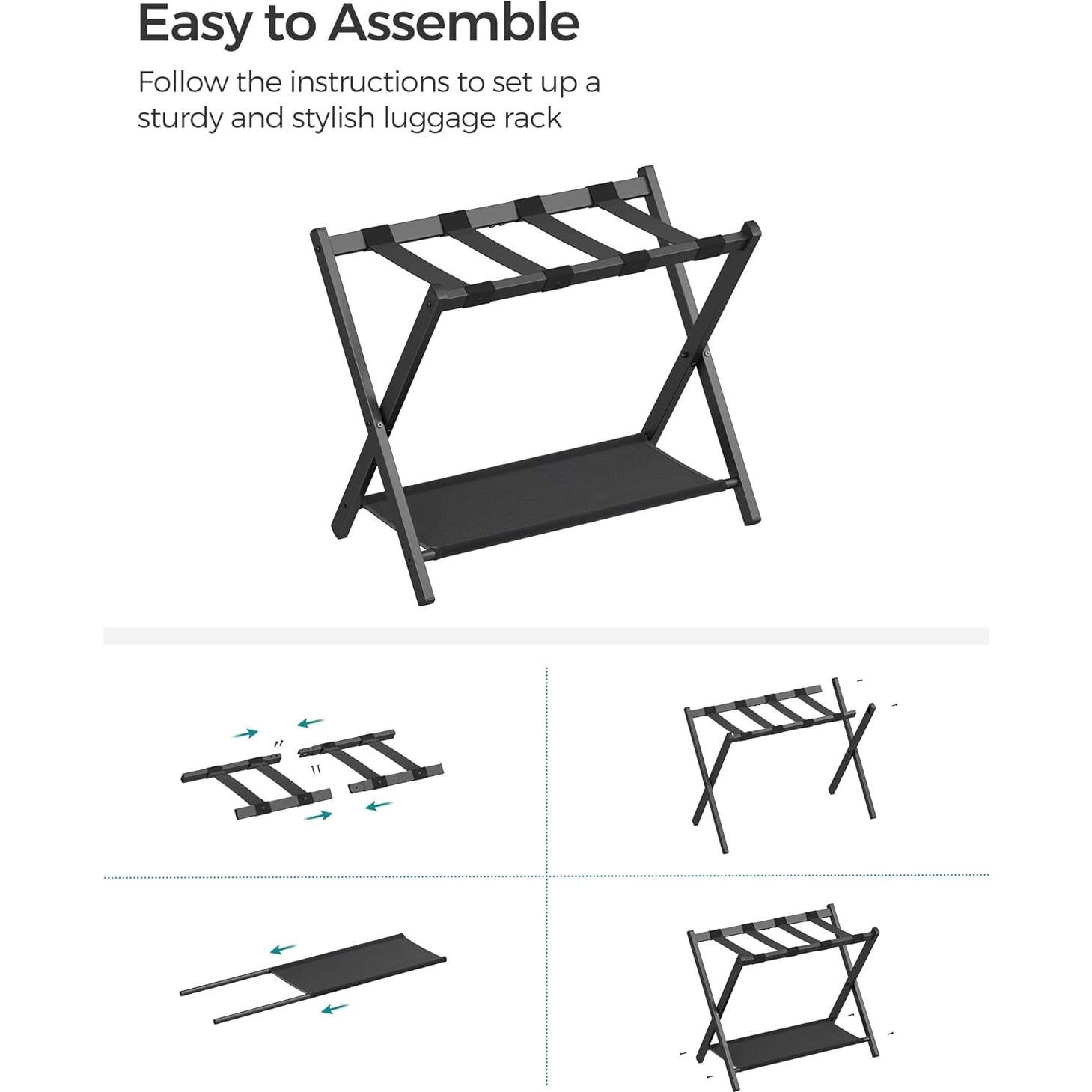 Soportes para Equipaje SONGMICS, Juego de 2, Plegables, Negro