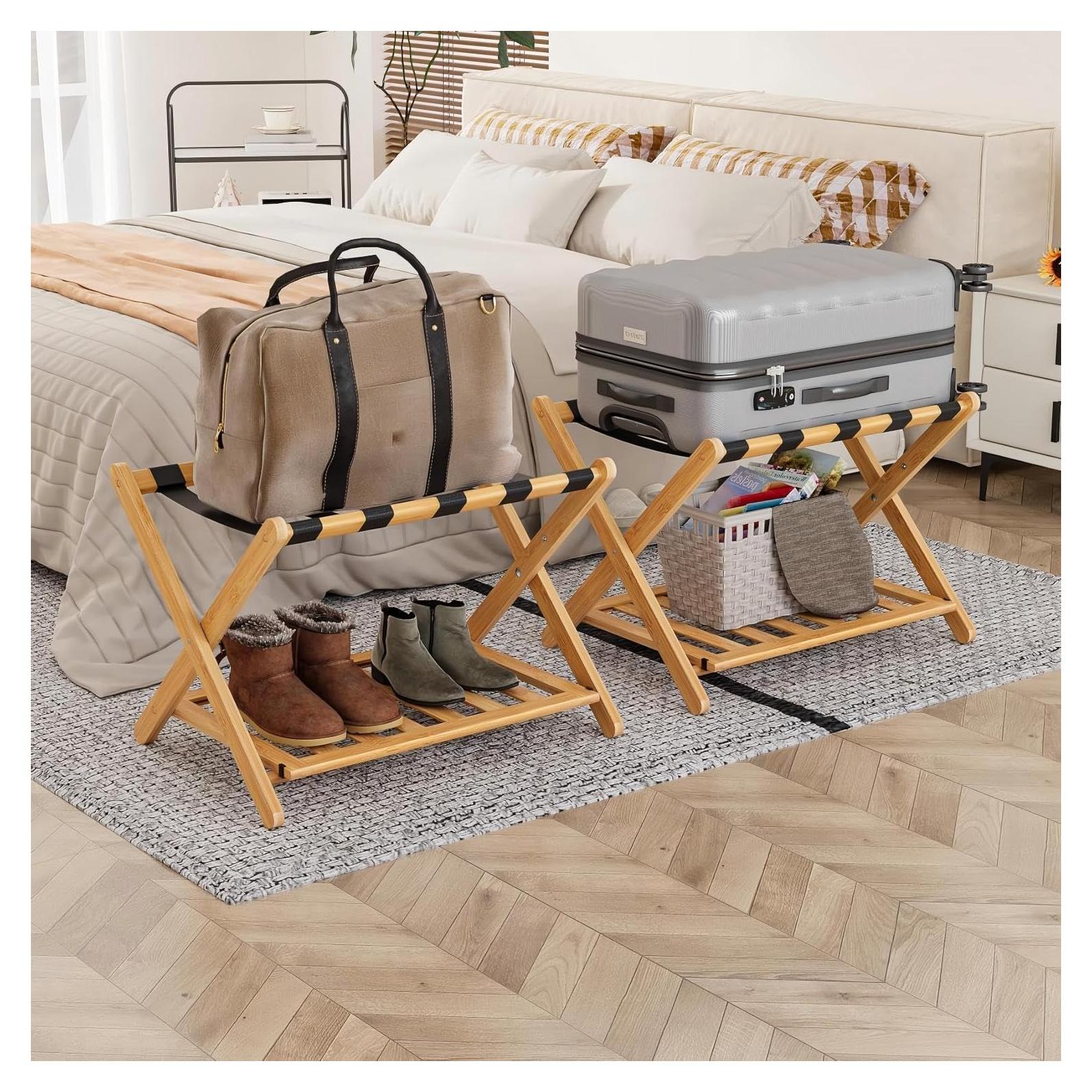 Soporte de Equipaje Plegable Smart Fendee - 2 Unidades, Bambú