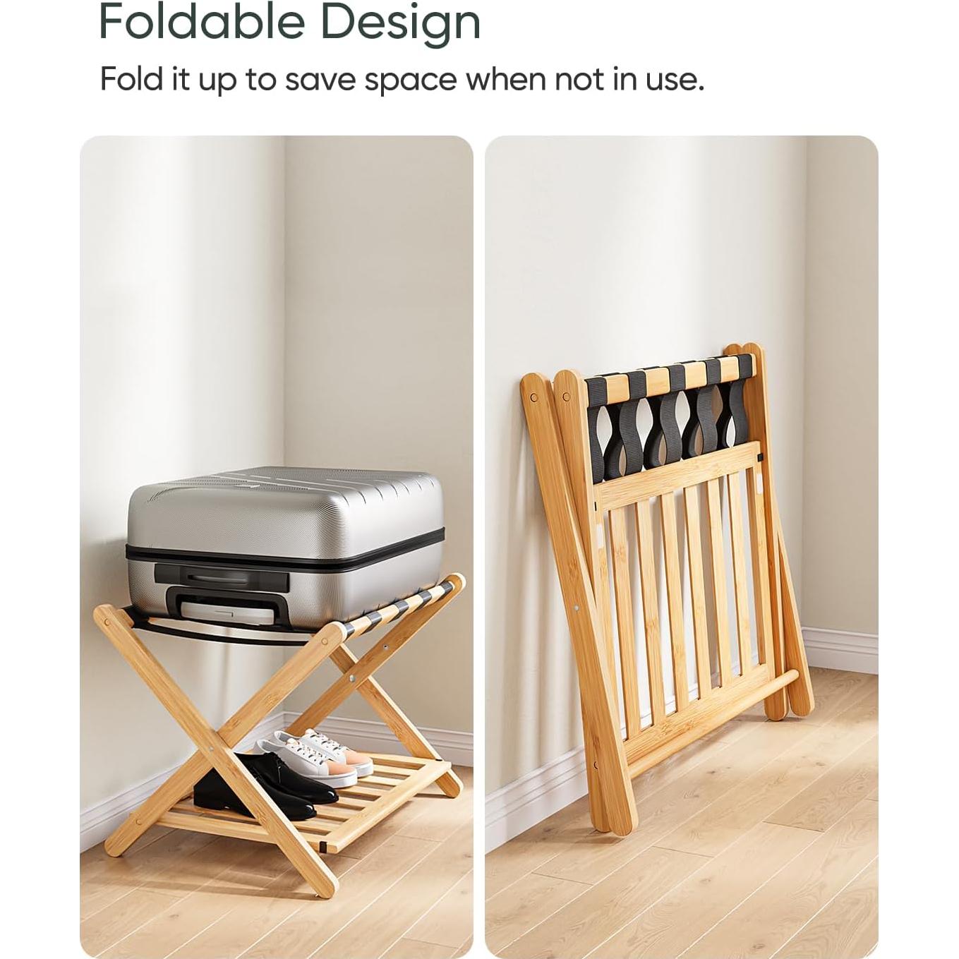 Soporte de Equipaje Plegable Smart Fendee - 2 Unidades, Bambú