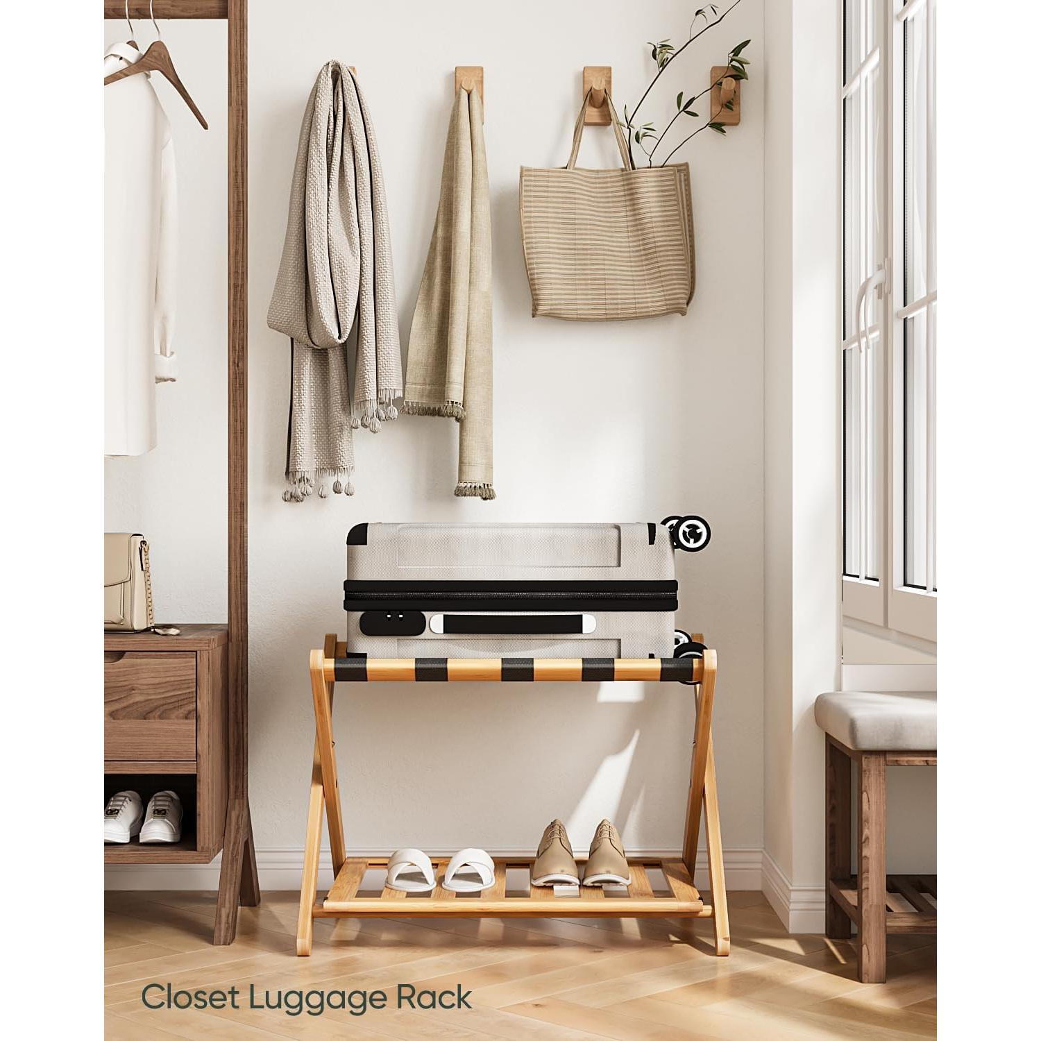 Soporte de Equipaje Plegable Smart Fendee - 2 Unidades, Bambú