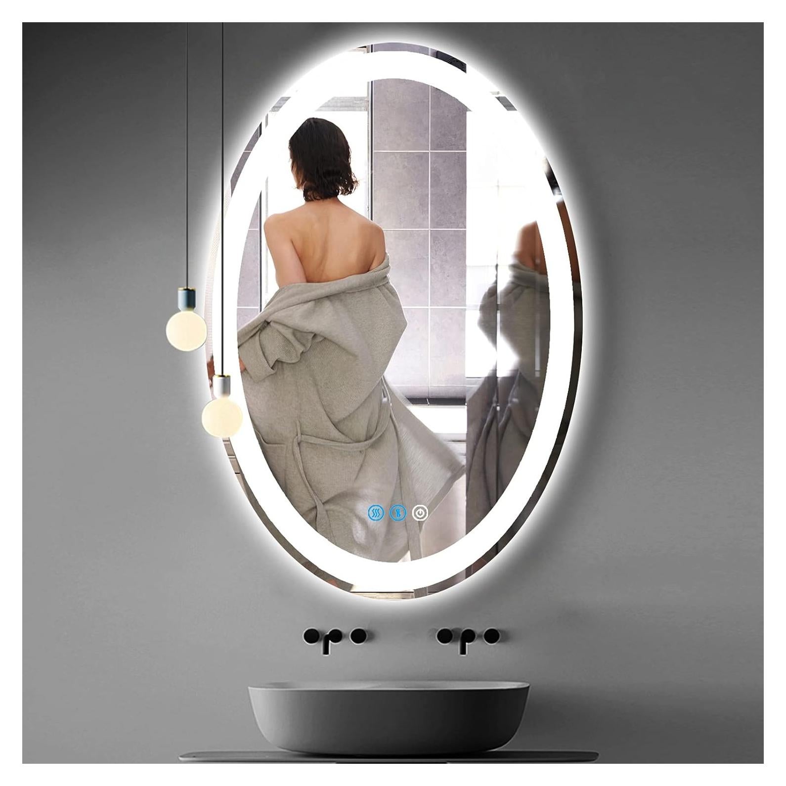 Espejo de Baño Ovalado LED DIDIDADA 76x51cm Antifog