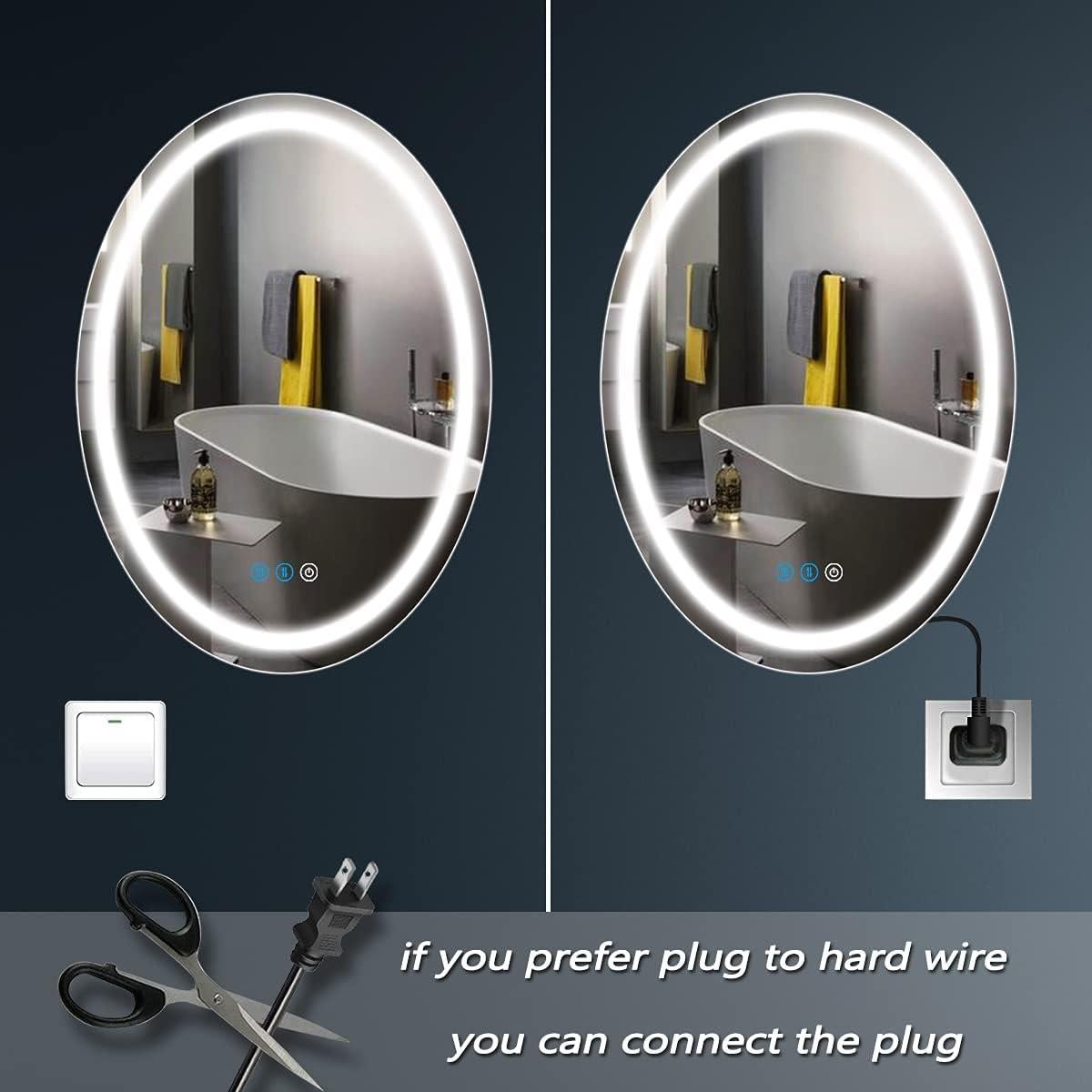 Espejo de Baño Ovalado LED DIDIDADA 76x51cm Antifog