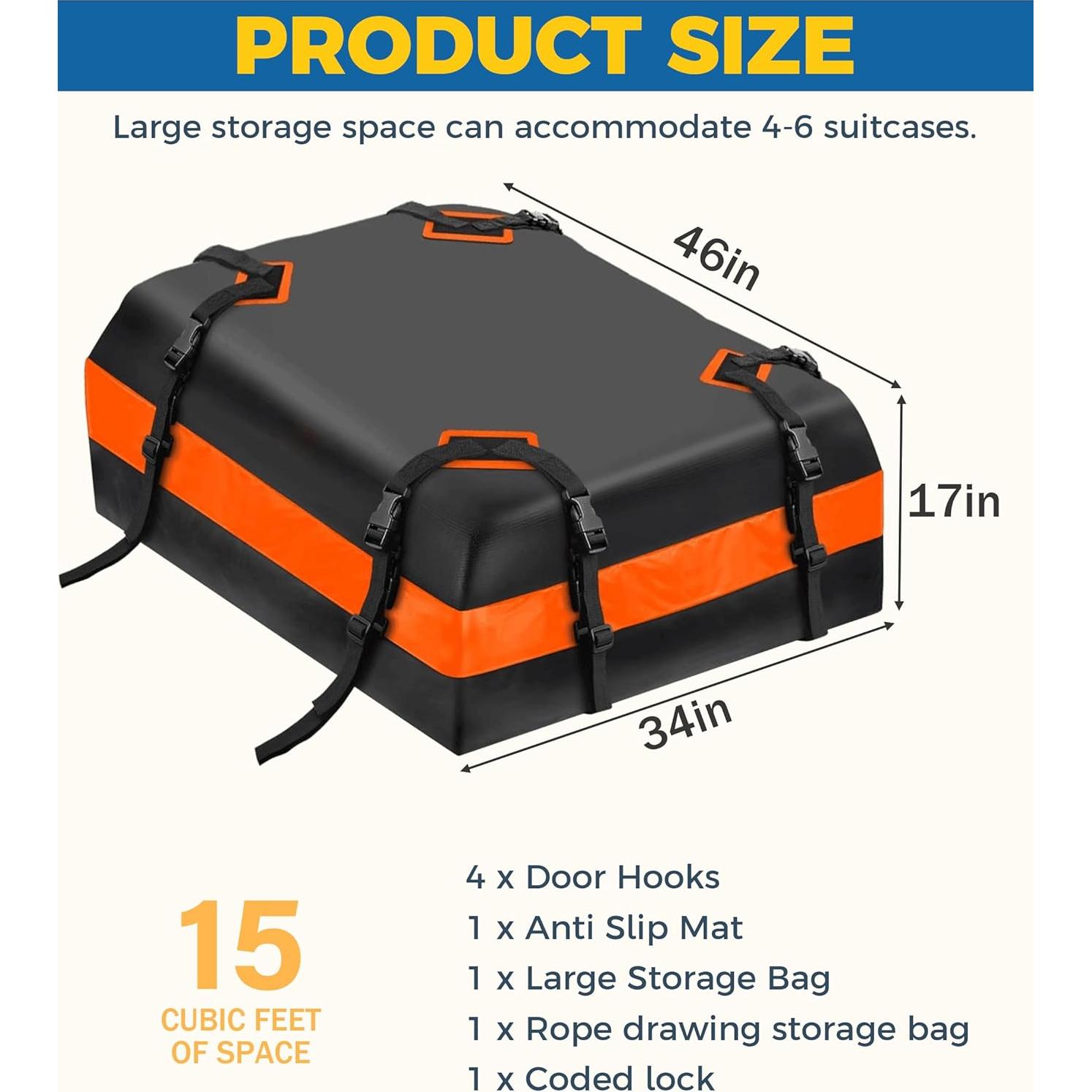 Portaequipajes de Techo UBOG 15 Pies Cúbicos Impermeable