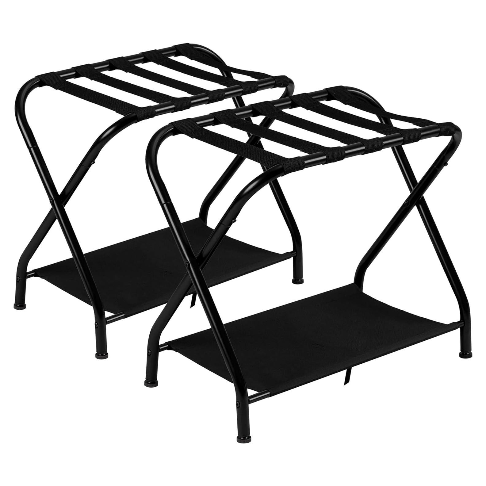 Soporte de Equipaje Plegable Heybly, 2 Unidades, Negro