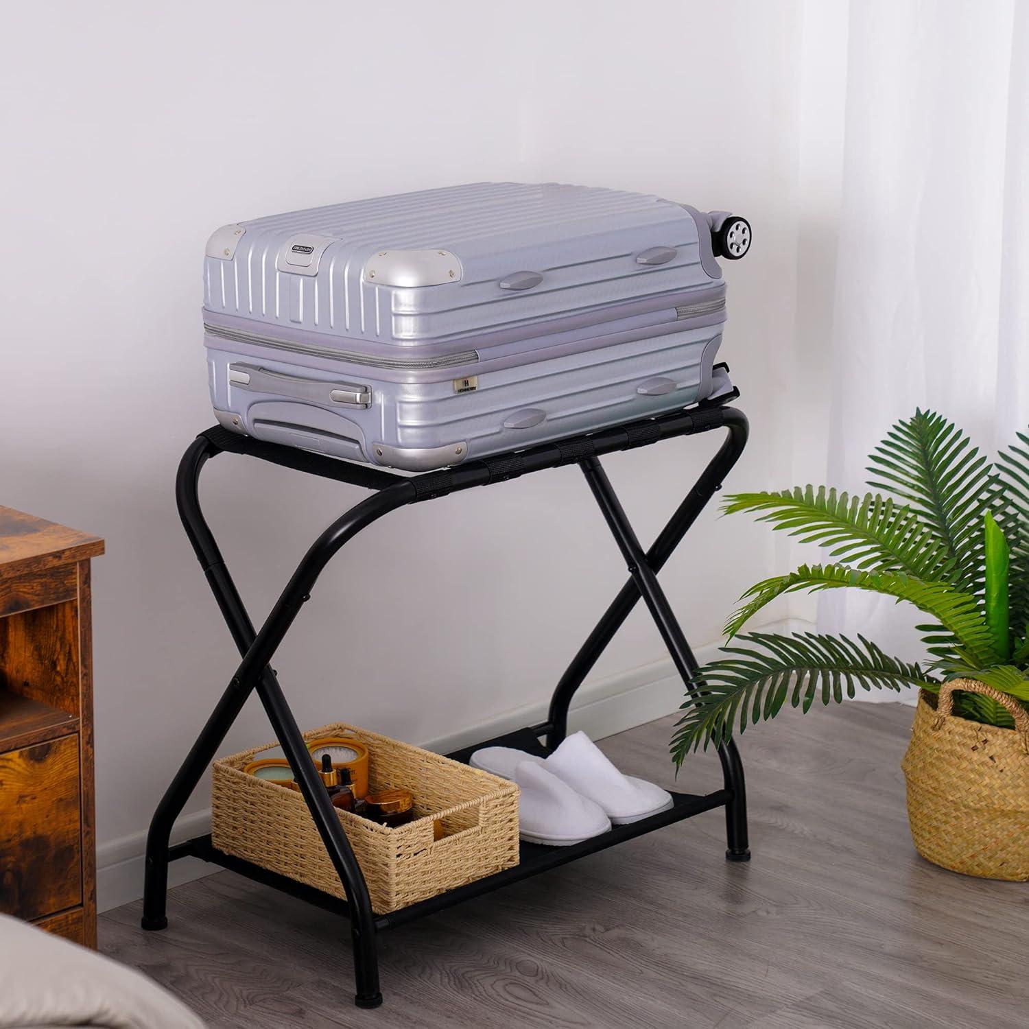 Soporte de Equipaje Plegable Heybly, 2 Unidades, Negro