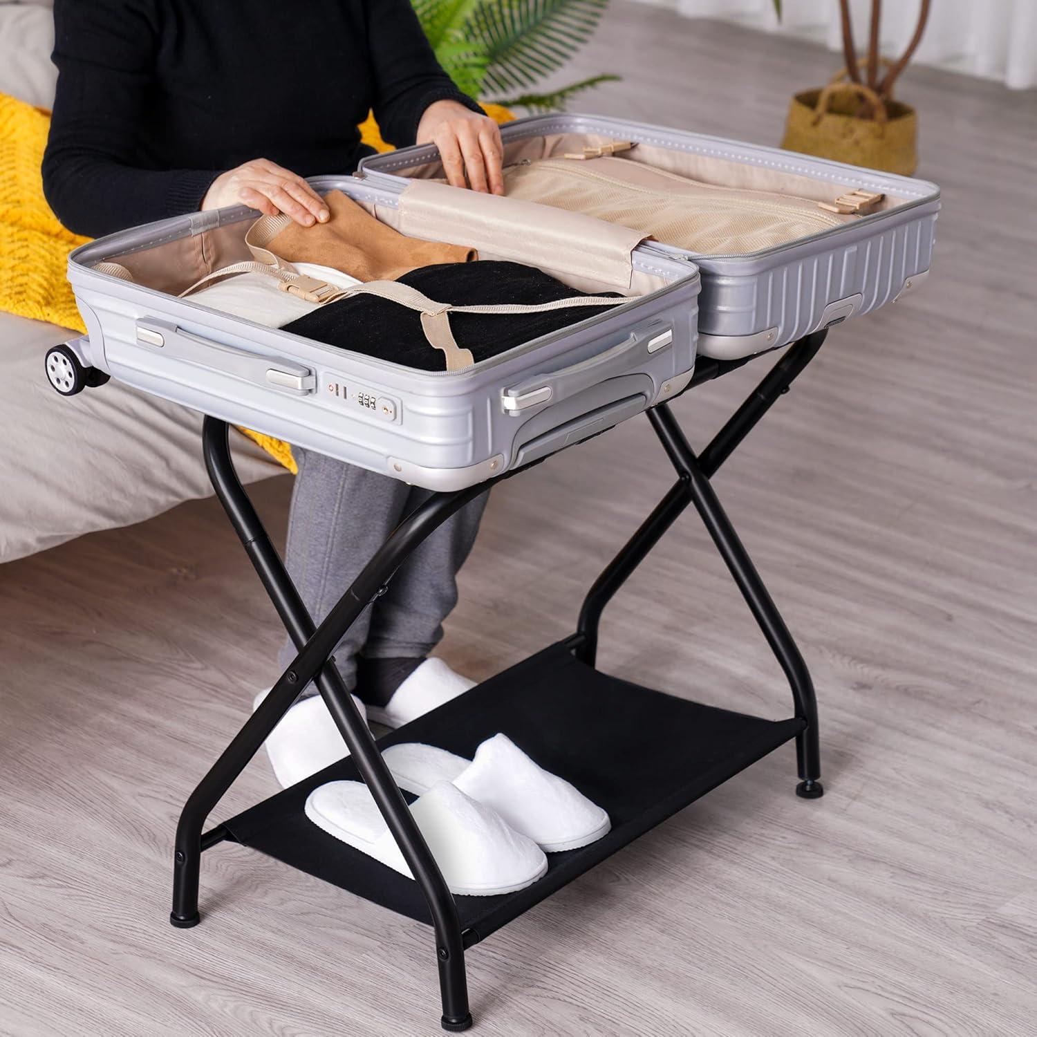 Soporte de Equipaje Plegable Heybly, 2 Unidades, Negro