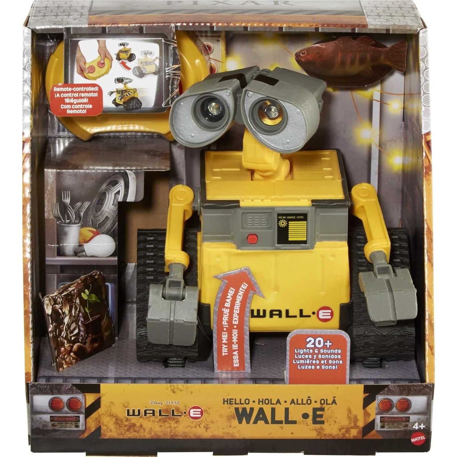 Mattel Disney Pixar WALL-E RC Robot Toy with 20+ Lights & Sounds, Hello WALL-E Action Figure & Remote Control (Amazon Exclusive)