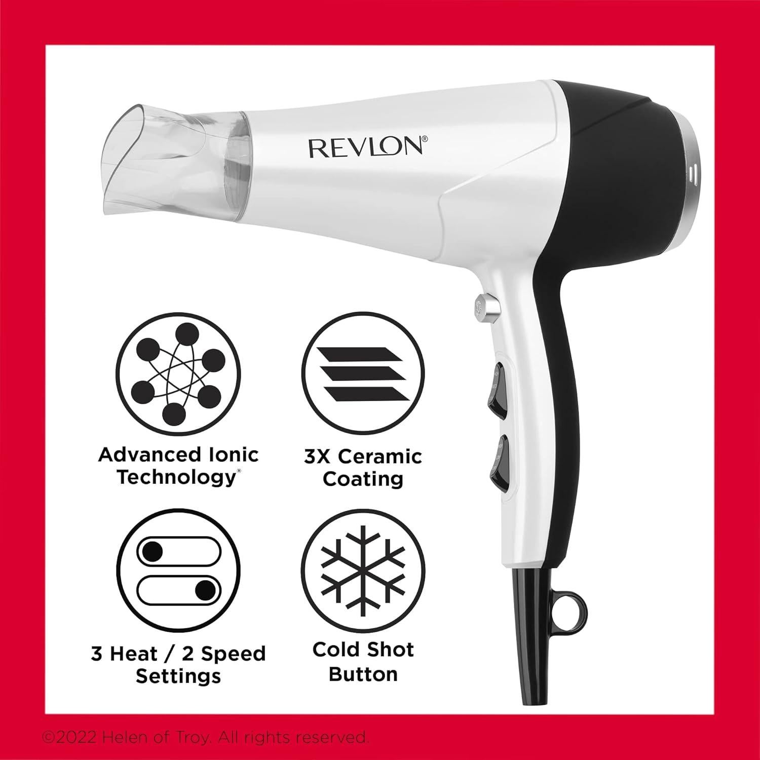 Secador de Pelo Revlon 1875W con Difusor y Tecnología Iónica