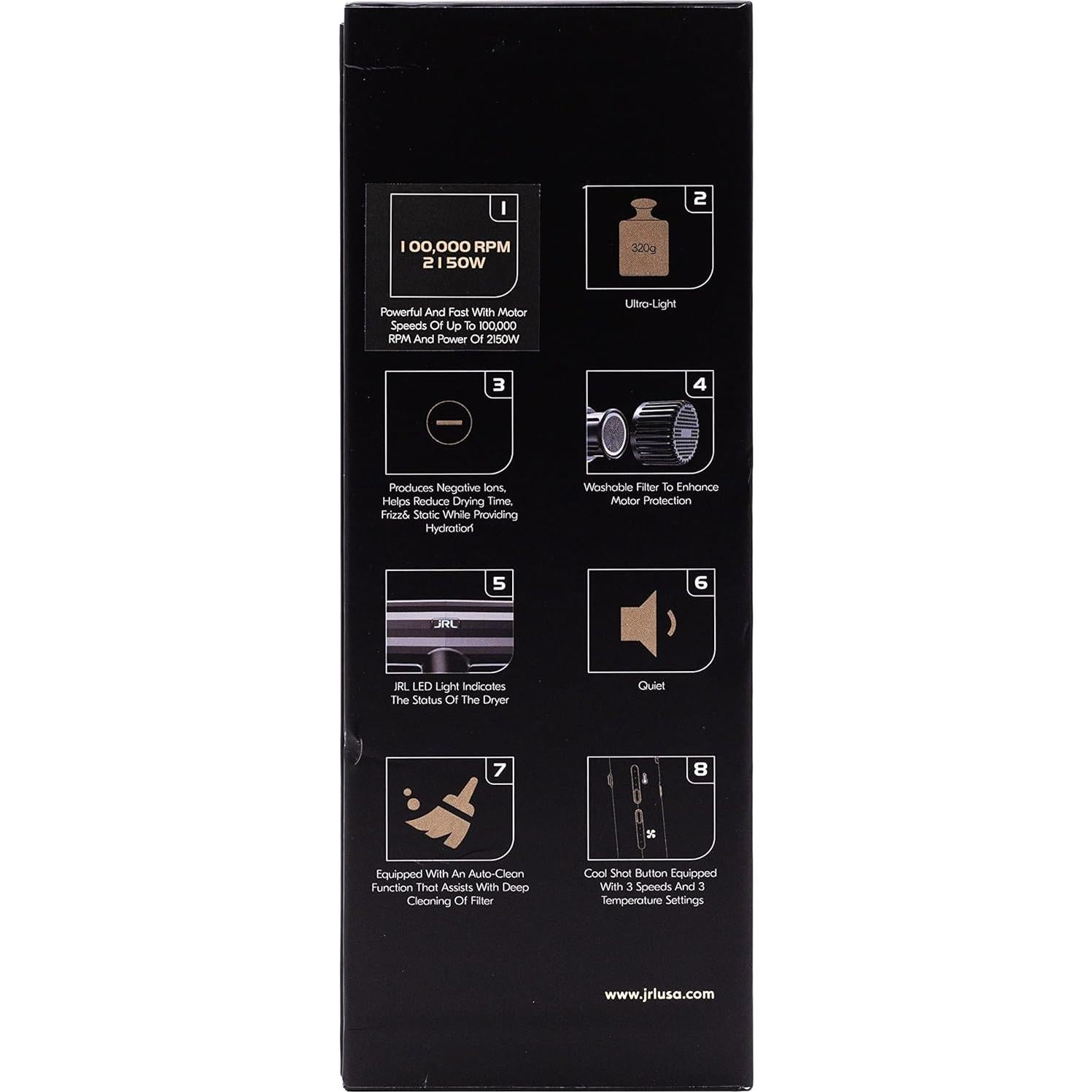 Secador de Pelo Profesional JRL DF-PRO-DRYR 320g con Difusor