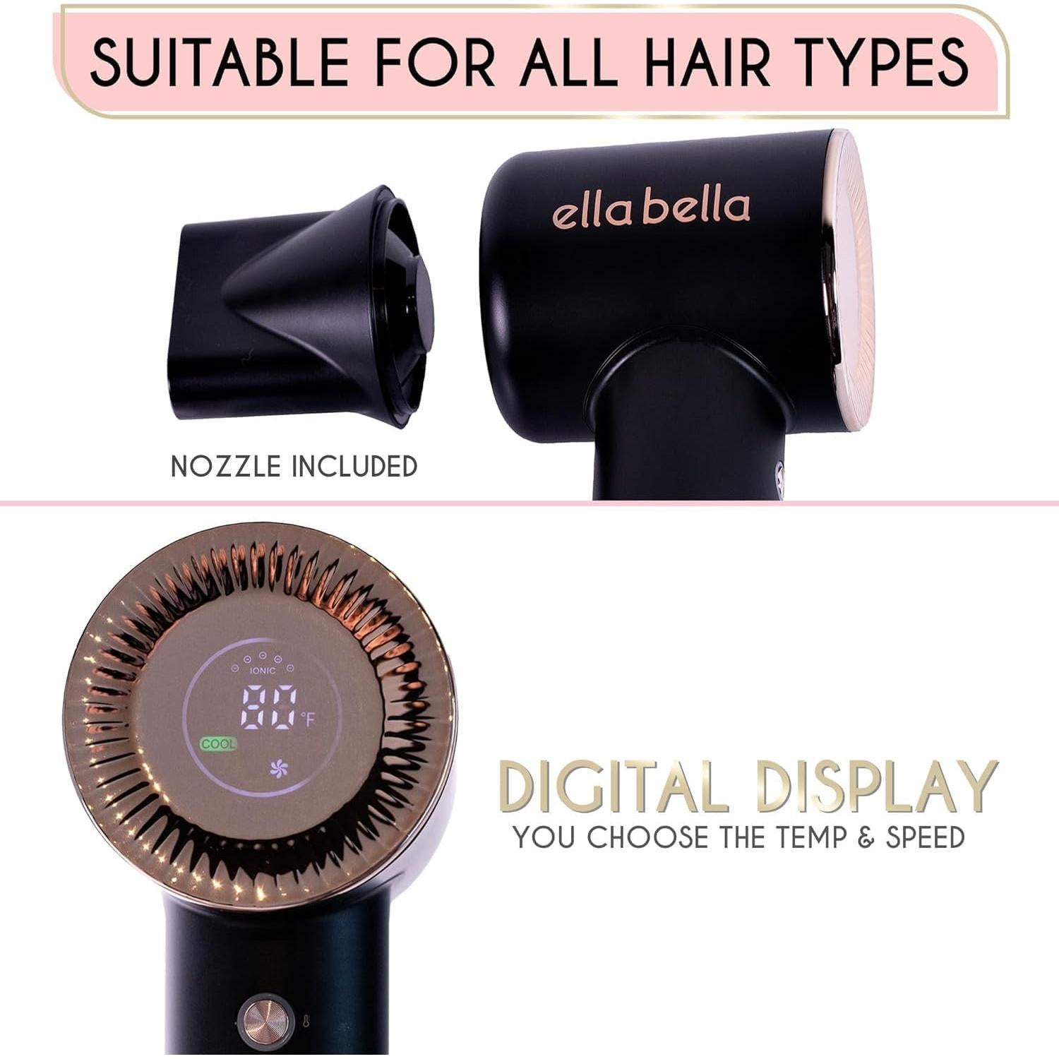 Secador de Pelo ELLA BELLA Compacto Plasma 1.45kg Digital