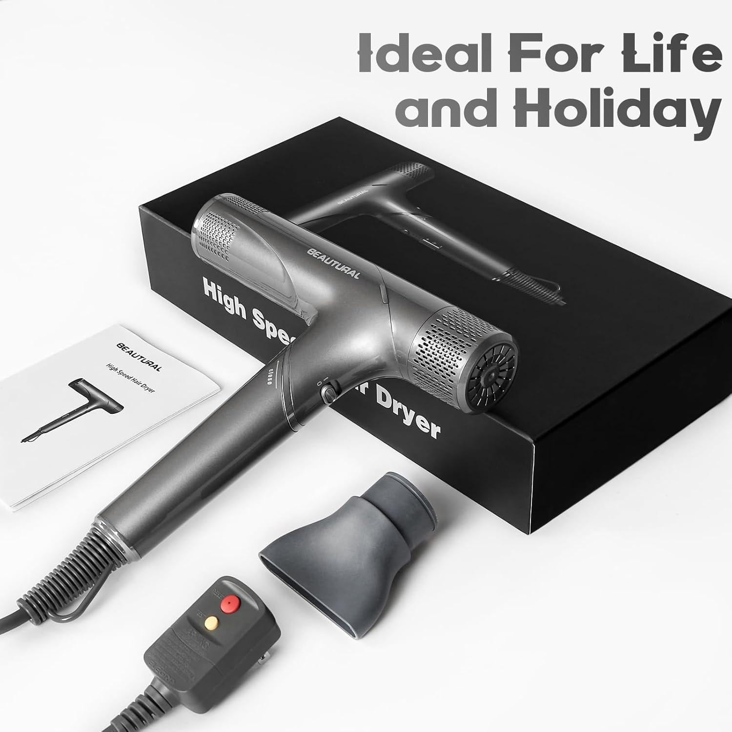 Secador de Pelo Plegable BEAUTURAL 1600W Iónico 3 Temperaturas