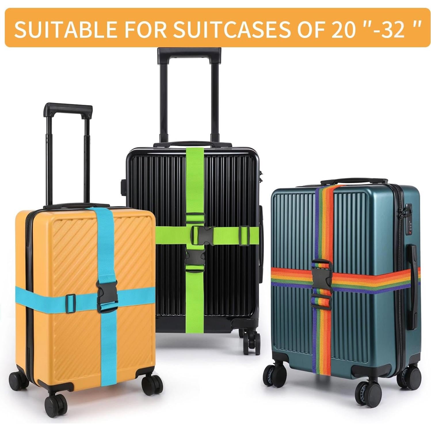 Correas de Equipaje BILIONE 4 Pcs 2 cm x 1.98 m Neón