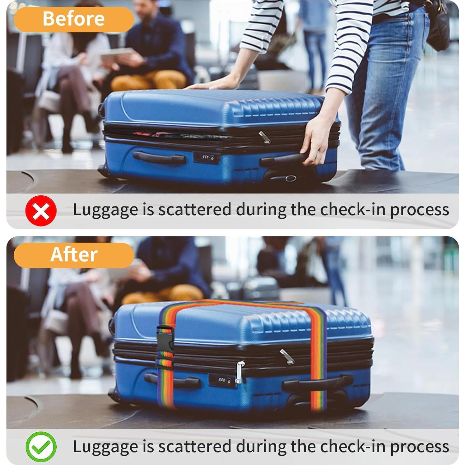 Correas de Equipaje BILIONE 4 Pcs 2 cm x 1.98 m Neón