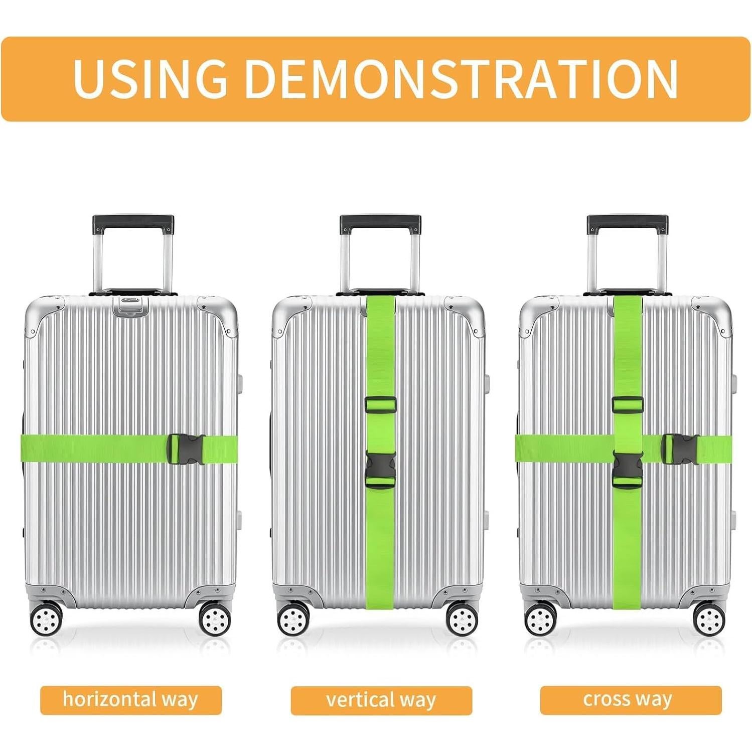 Correas de Equipaje BILIONE 4 Pcs 2 cm x 1.98 m Neón