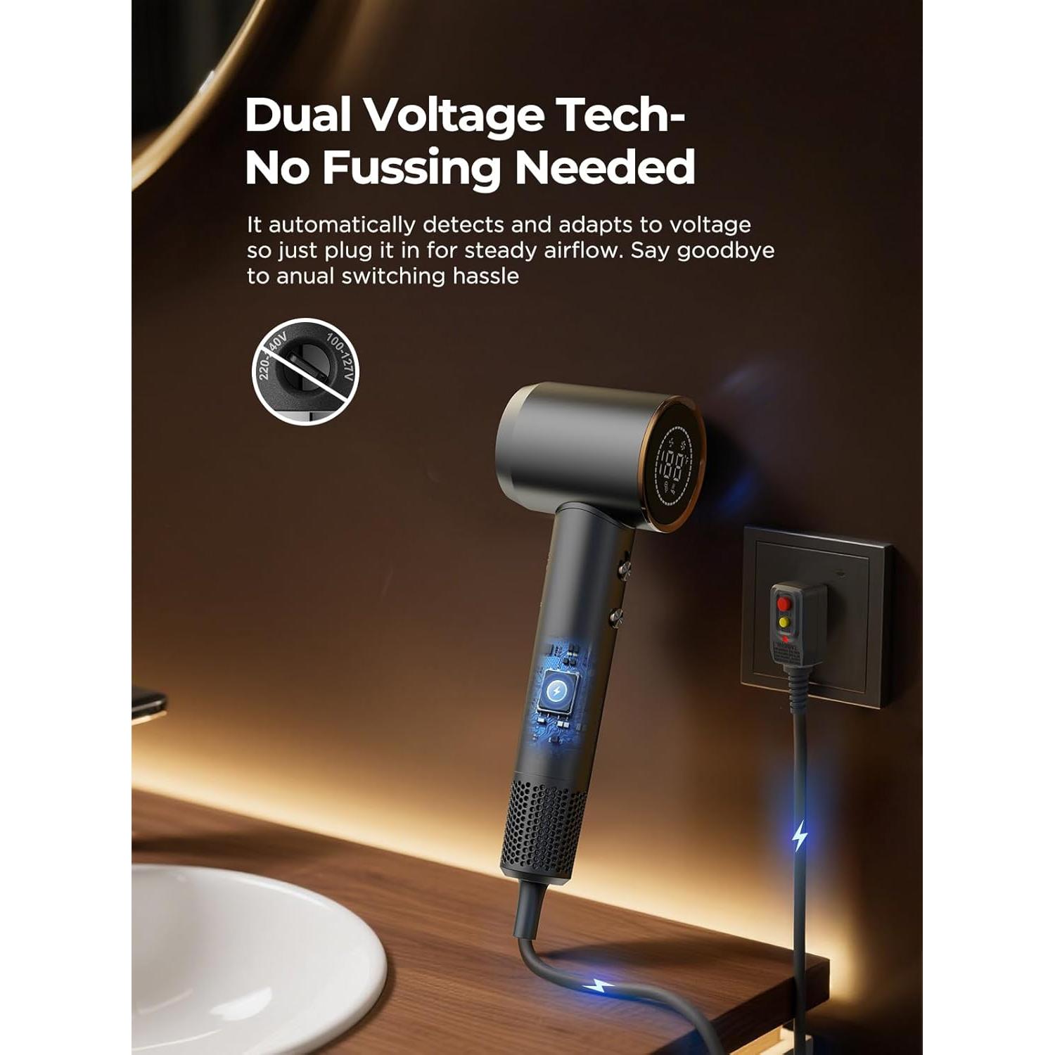 Secador de Pelo de Viaje PLAVOGUE GF-05A Iónico 500W Gris