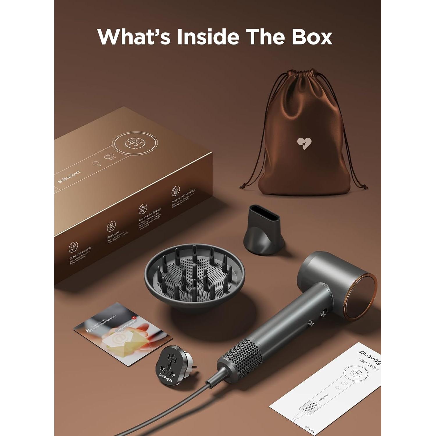 Secador de Pelo de Viaje PLAVOGUE GF-05A Iónico 500W Gris